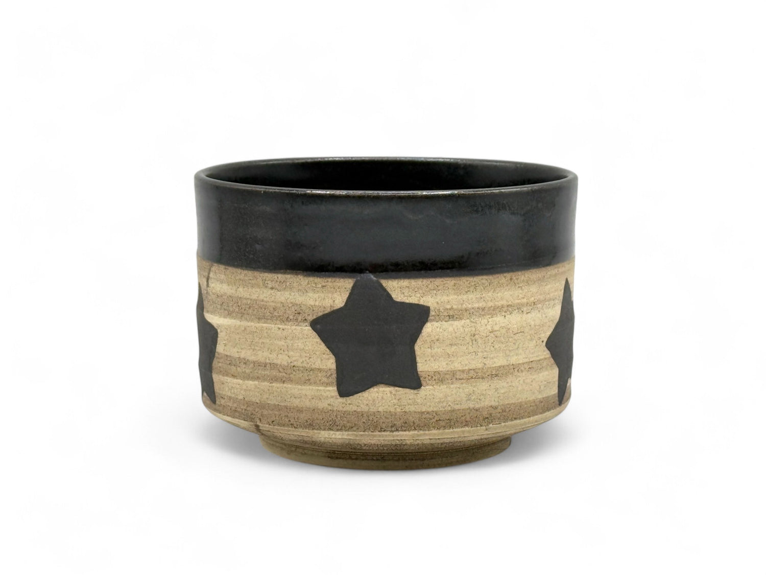 Hoshi Star Black Mino-yaki Chawan - Japanese Matcha Bowl