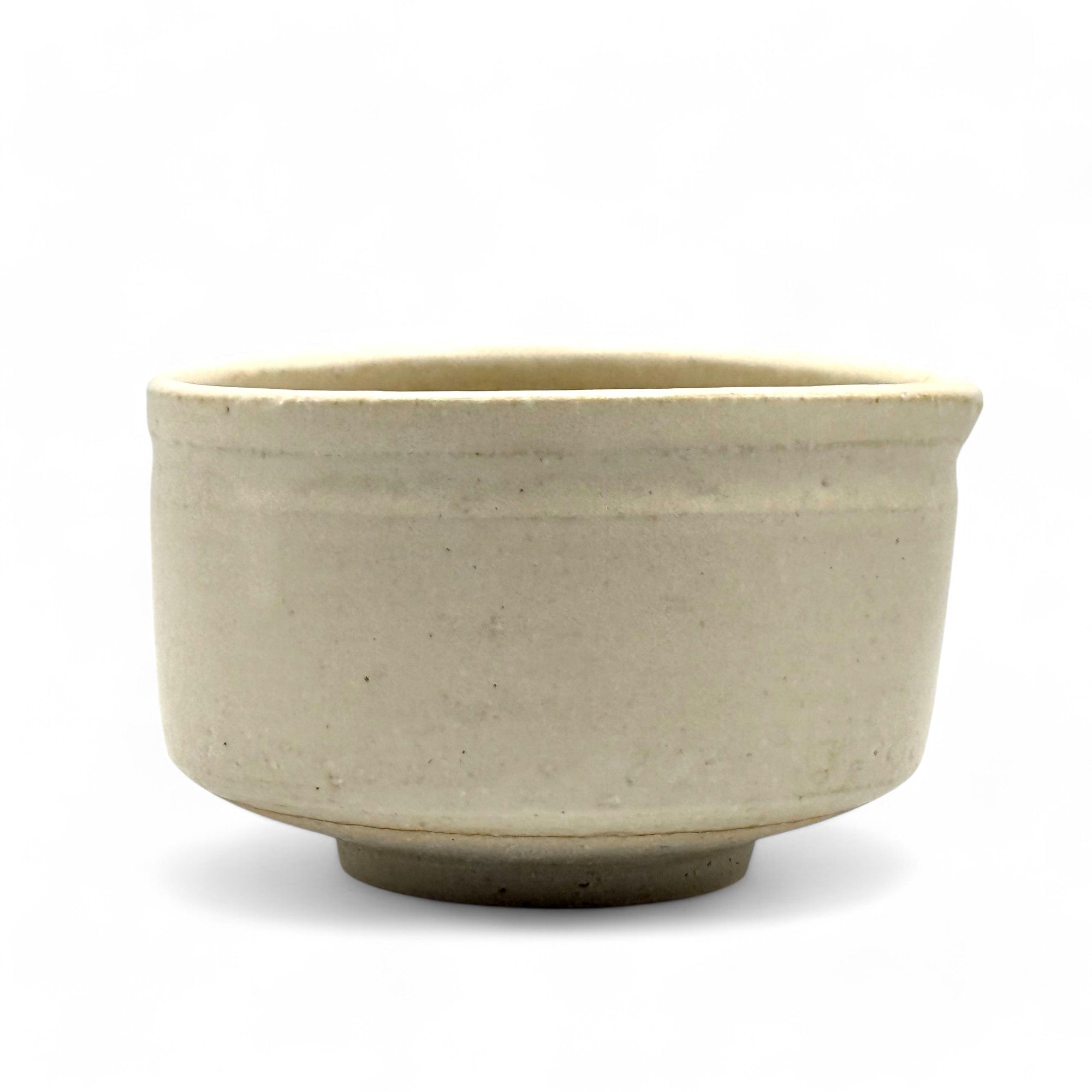 Shiro White Kataguchi Mino-yaki Chawan - Japanese Matcha Bowl