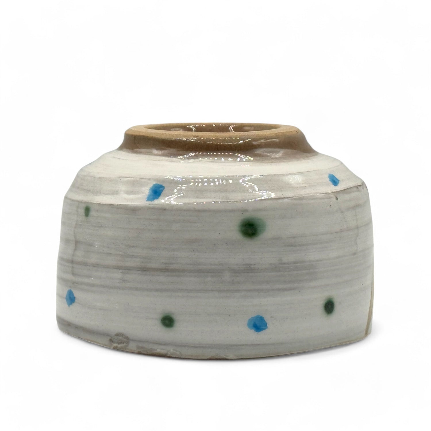 Fukufukuro Owl Gray Mino-yaki Chawan - Japanese Matcha Bowl