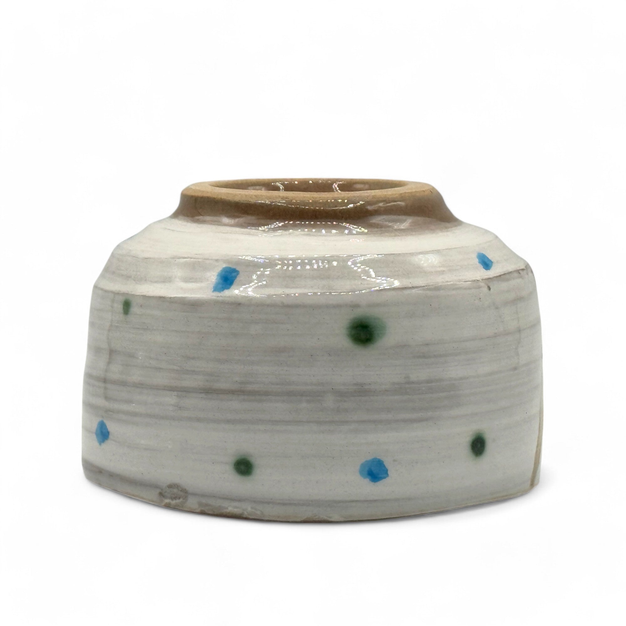 Fukufukuro Owl Gray Mino-yaki Chawan - Japanese Matcha Bowl