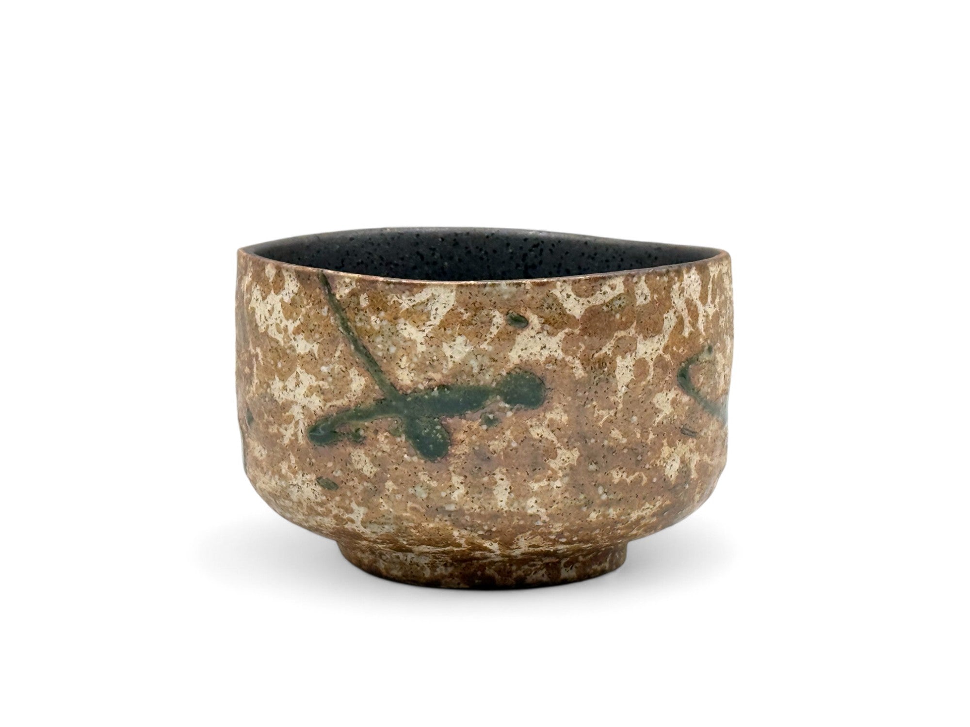 Kairagi Oribe Brown Mino-yaki Chawan - Japanese Matcha Bowl