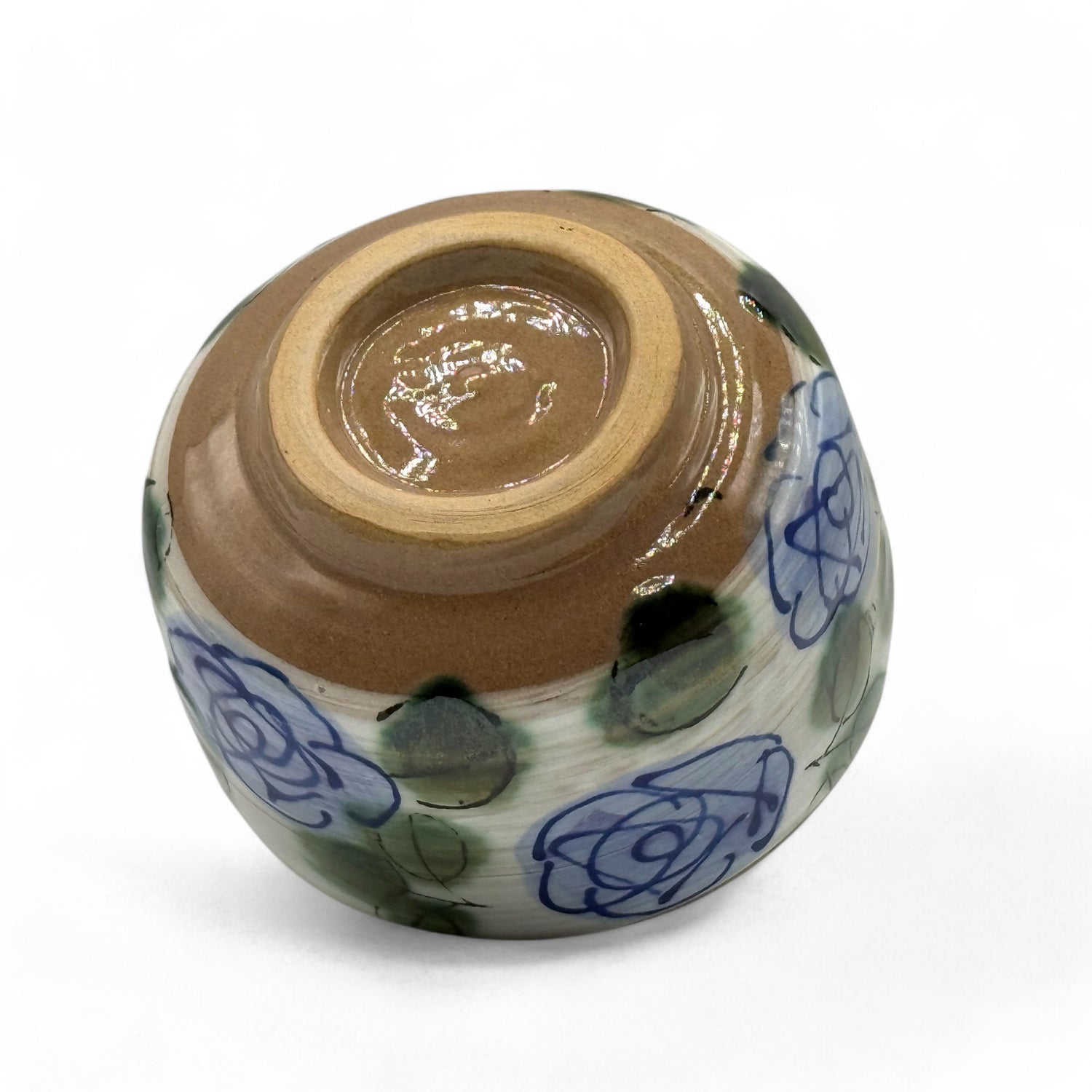 Blue Rose Garden Mino-yaki Chawan - Japanese Matcha Bowl
