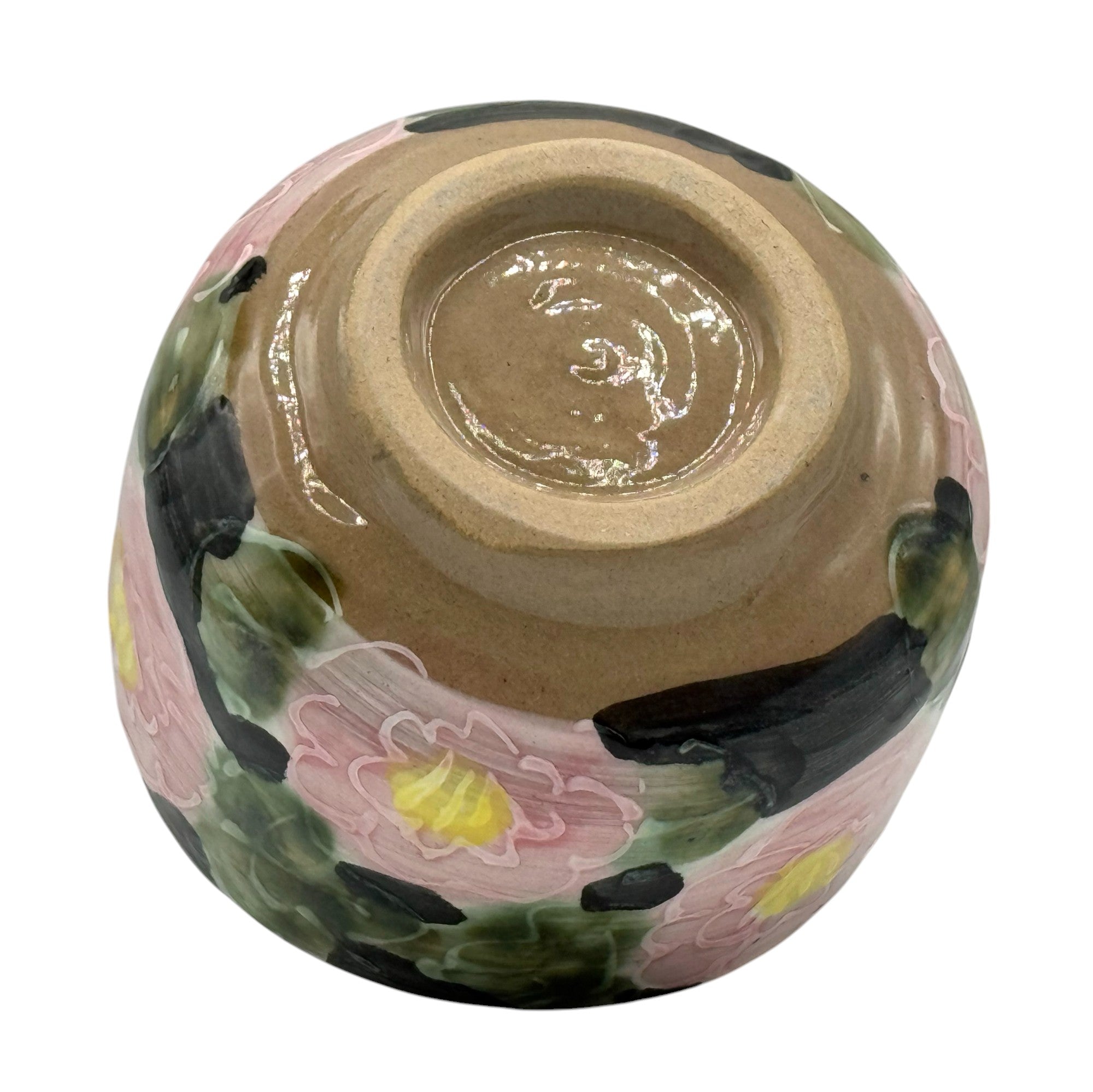 Red Peony Garden Mino-yaki Chawan - Japanese Matcha Bowl