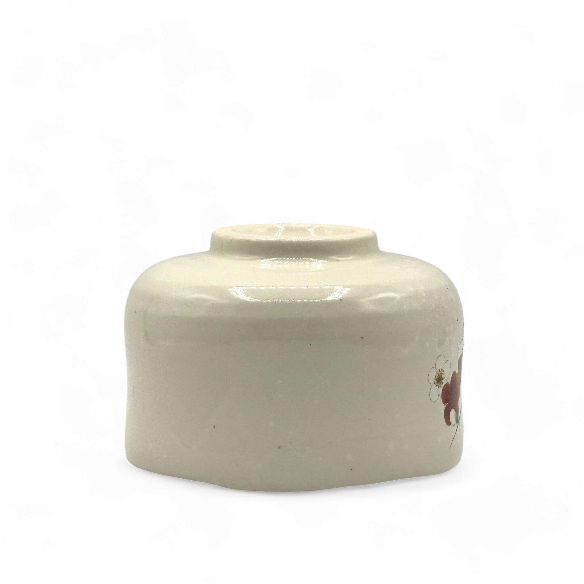 Ume Hana White Mini Mino-yaki Chawan - Japanese Mini Matcha Bowl