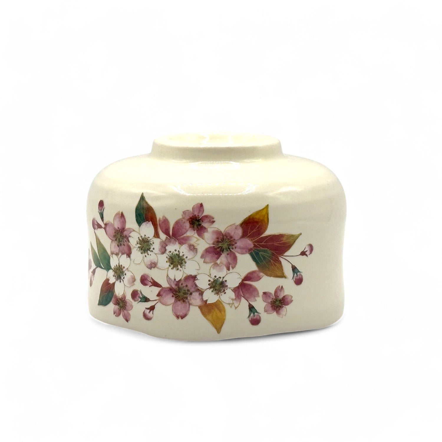 Cherry Hana White Mini Mino-yaki Chawan - Japanese Mini Matcha Bowl