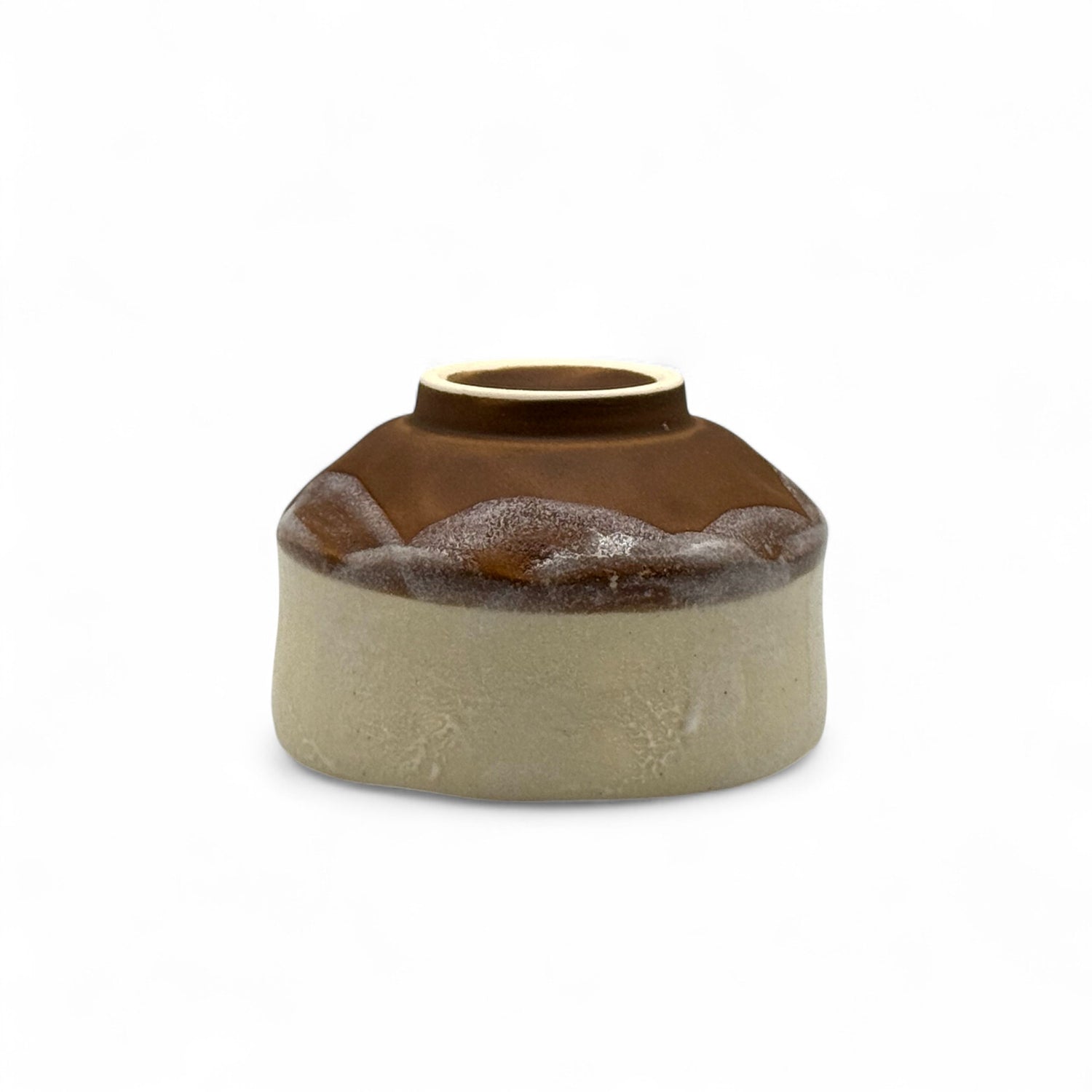 Yamazakura Cherry Blossom Beige Mino-yaki Chawan - Japanese Mini Matcha Bowl
