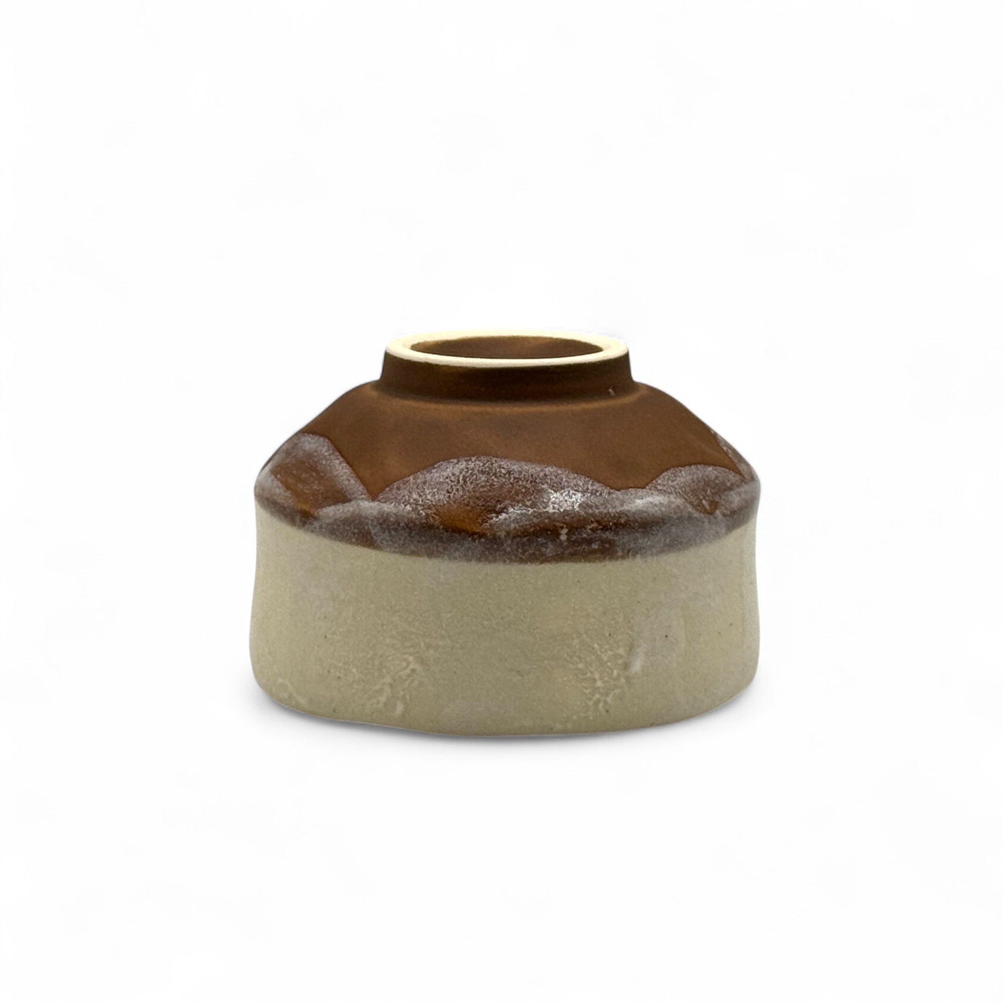 Yamazakura Cherry Blossom Beige Mino-yaki Chawan - Japanese Mini Matcha Bowl
