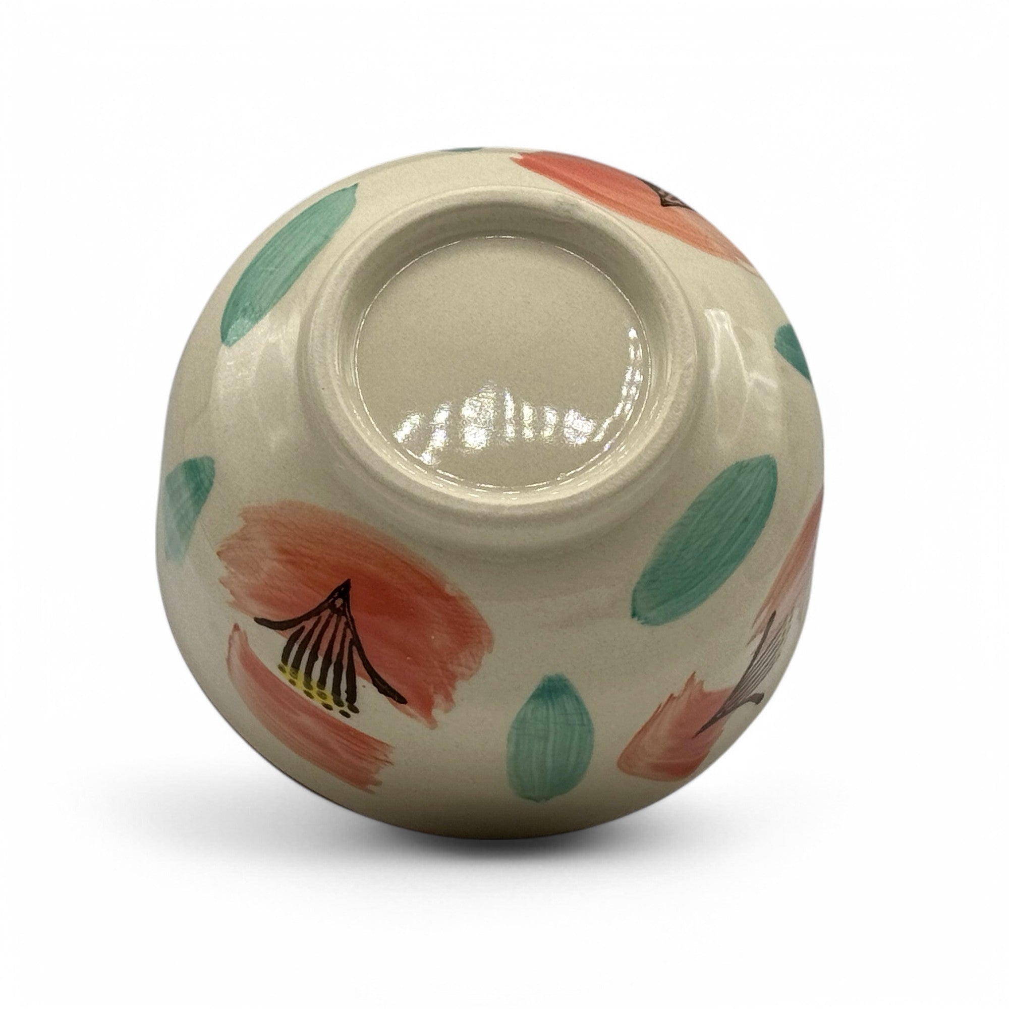 Akai Hana Beige Seto-yaki Chawan - Japanese Matcha Bowl