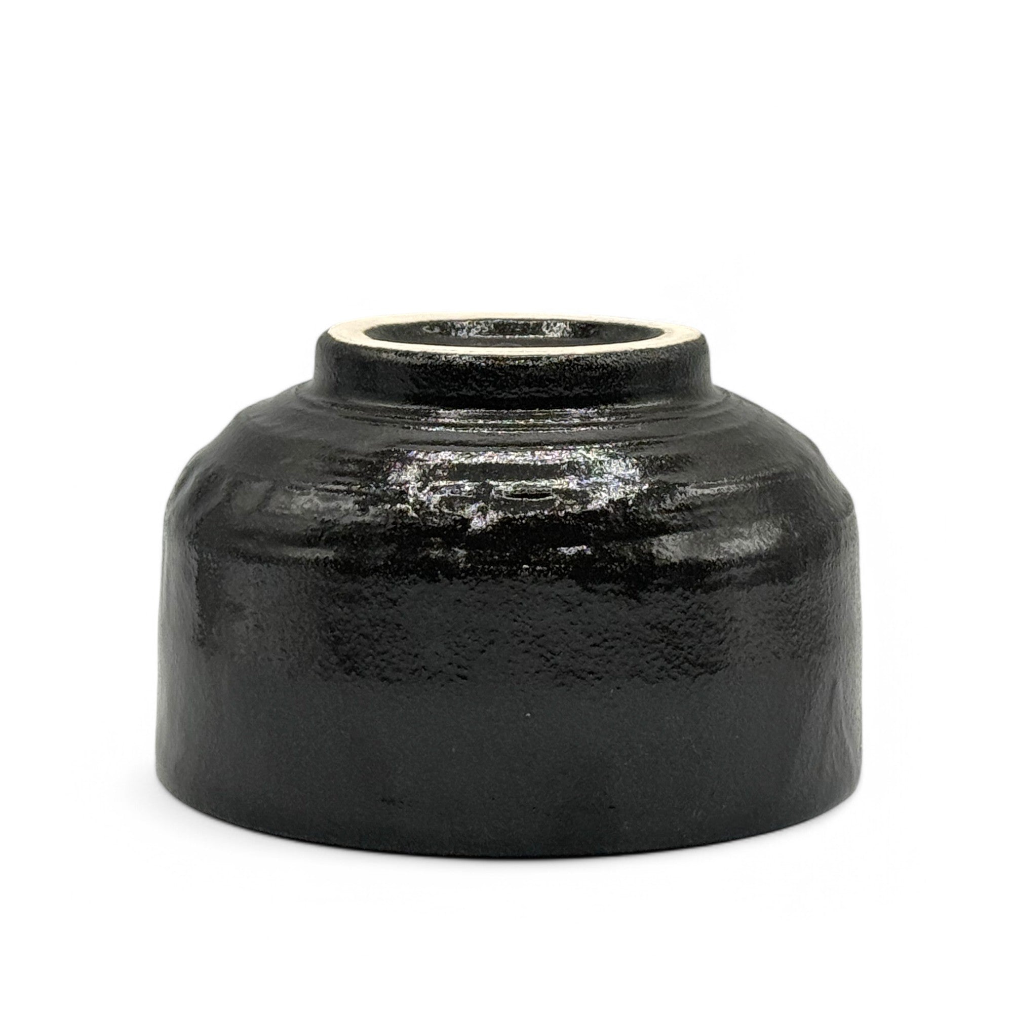 Kurogane Hake Black Mino-yaki Chawan by Genji - Japanese Matcha Bowl