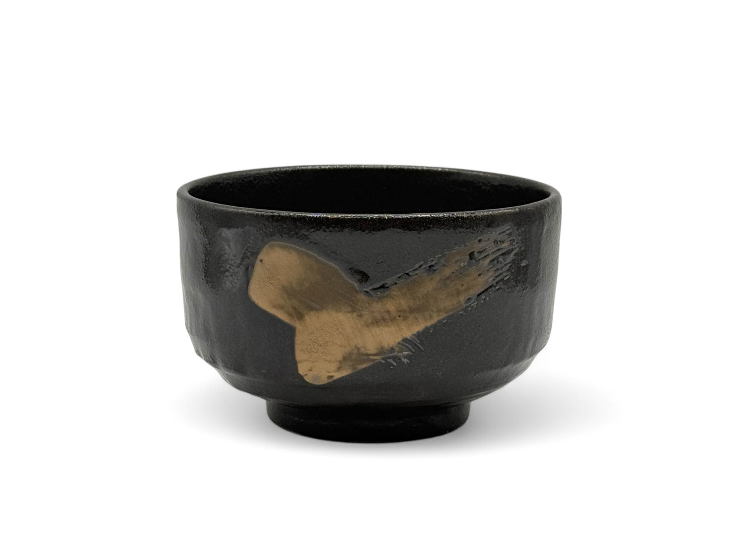 Kurogane Hake Black Mino-yaki Chawan by Genji - Japanese Matcha Bowl