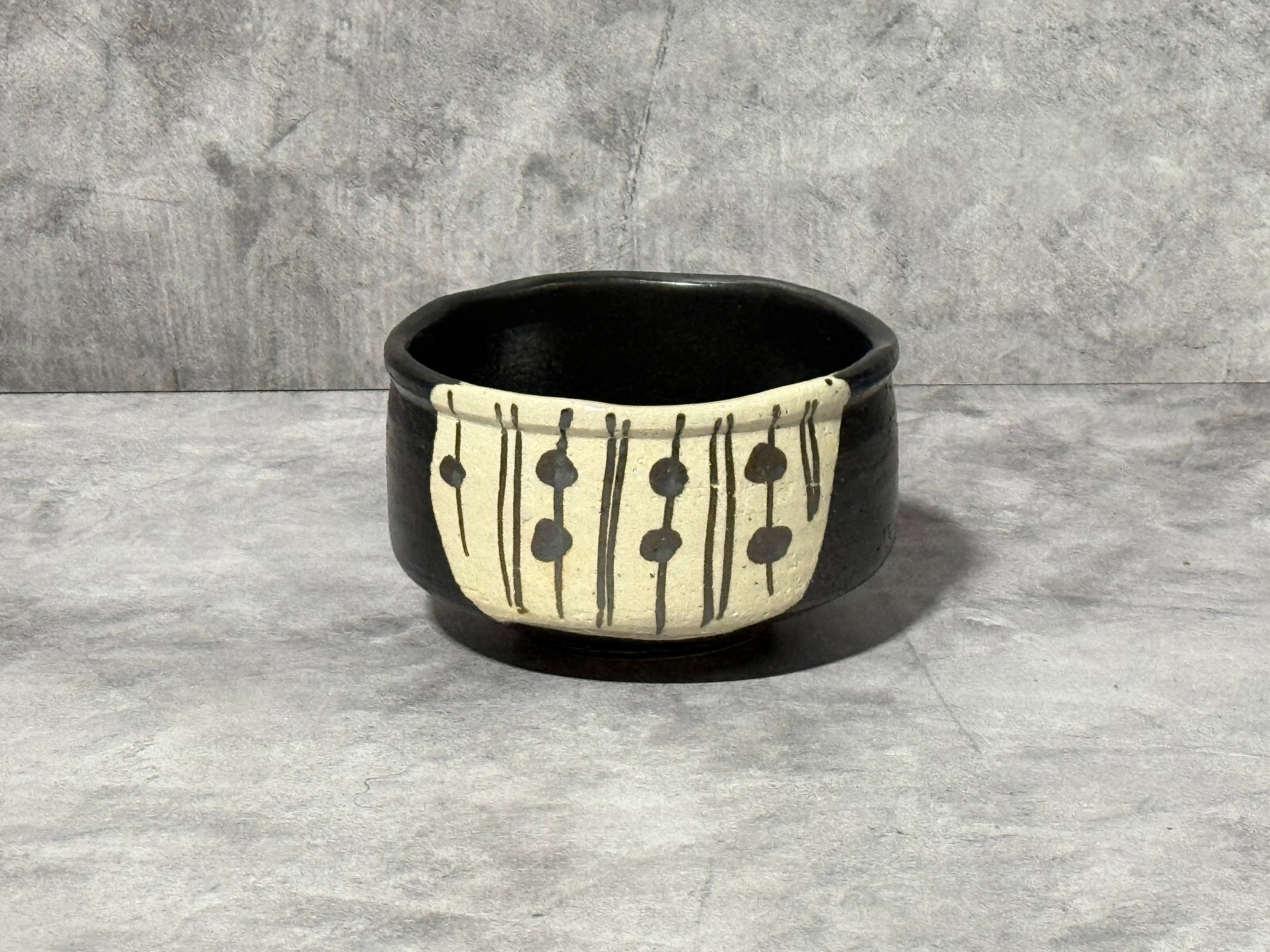 Black Oribe Mino-yaki Chawan - Japanese Matcha Bowl