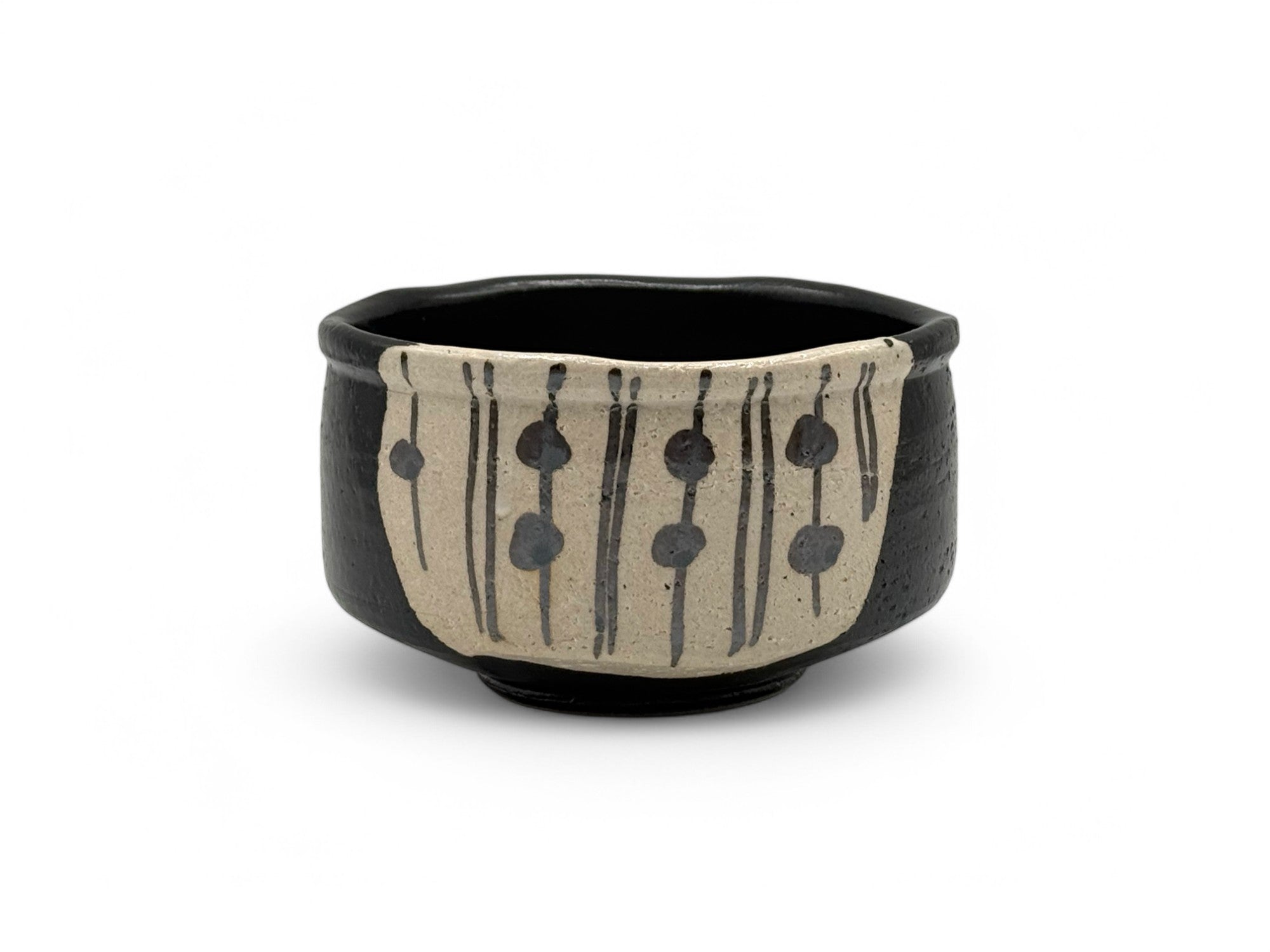 Black Oribe Mino-yaki Chawan - Japanese Matcha Bowl