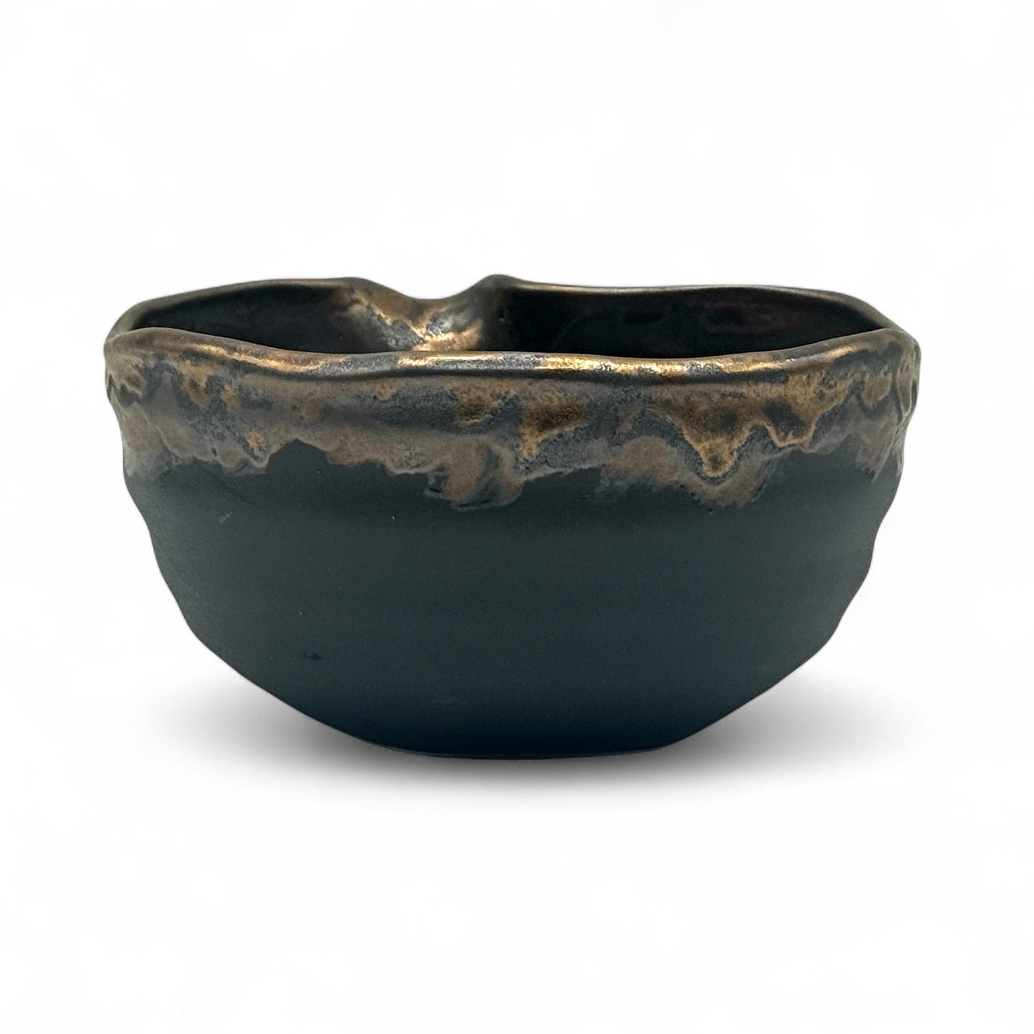 Kinkesshi Bronze Mino-yaki Kataguchi Chawan - Japanese Matcha Bowl