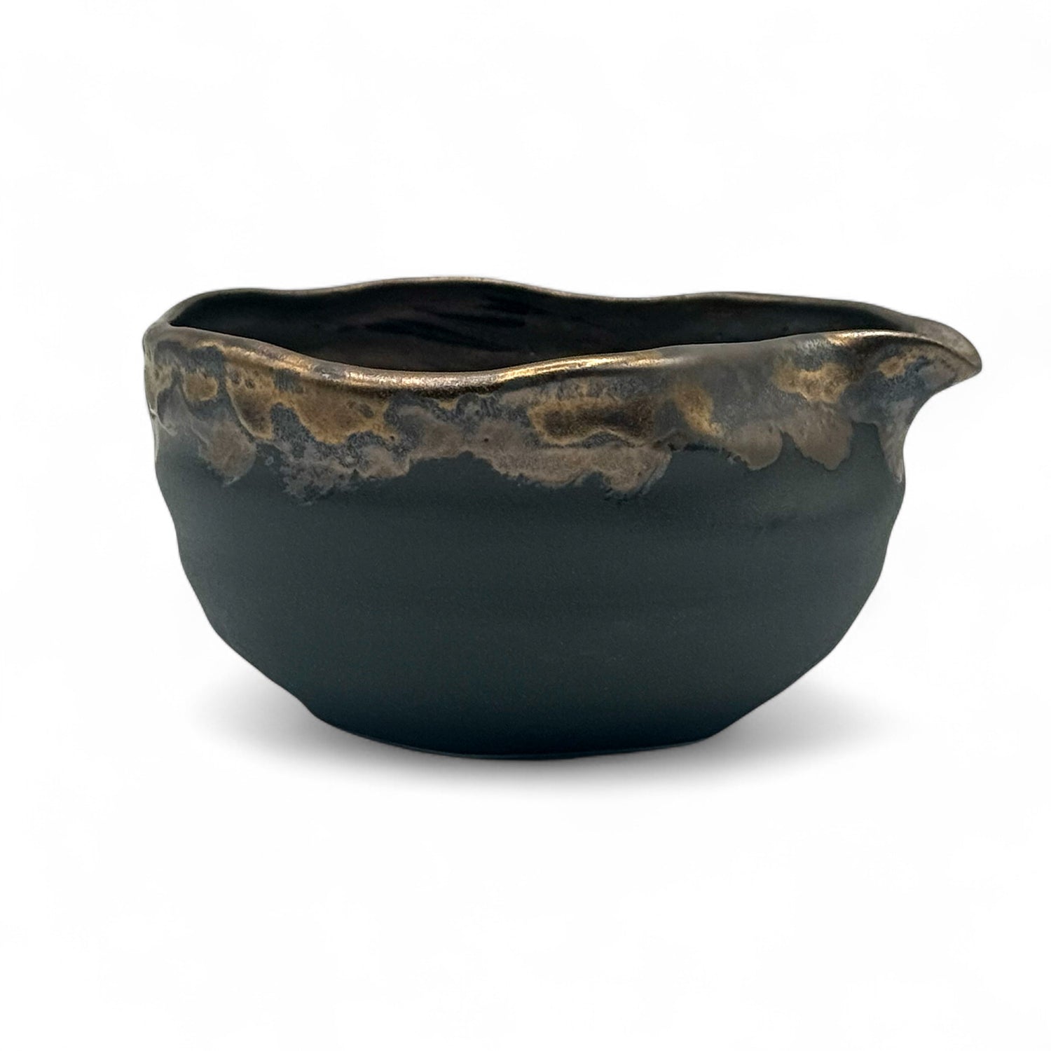 Kinkesshi Bronze Mino-yaki Kataguchi Chawan - Japanese Matcha Bowl