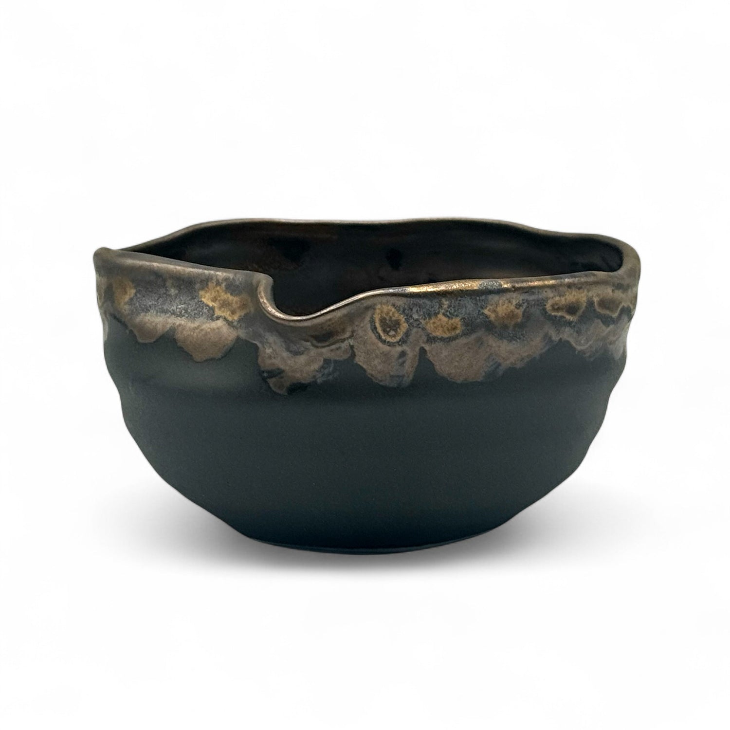 Kinkesshi Bronze Mino-yaki Kataguchi Chawan - Japanese Matcha Bowl