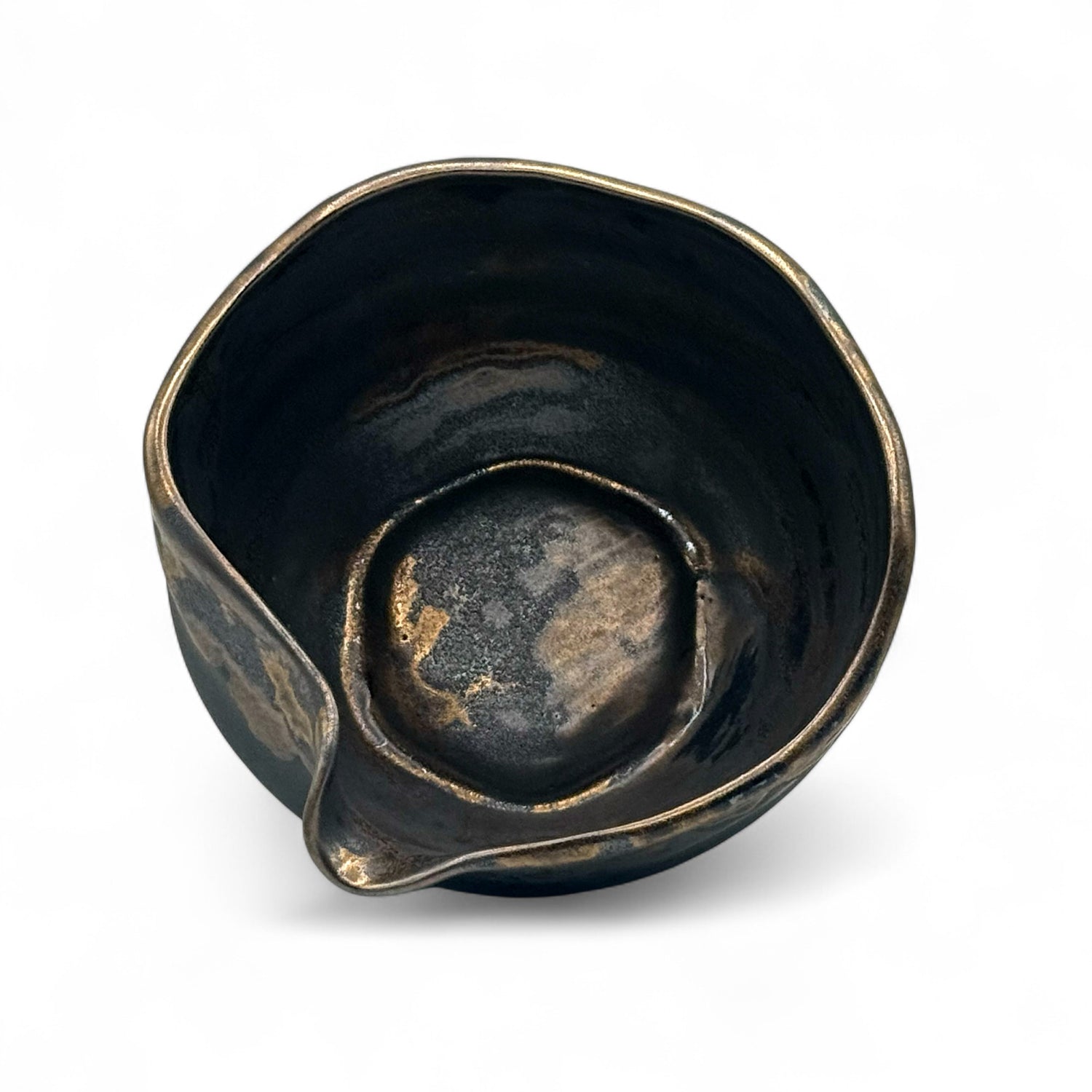 Kinkesshi Bronze Mino-yaki Kataguchi Chawan - Japanese Matcha Bowl