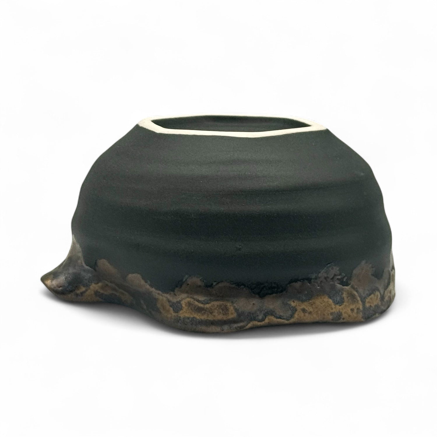 Kinkesshi Bronze Mino-yaki Kataguchi Chawan - Japanese Matcha Bowl