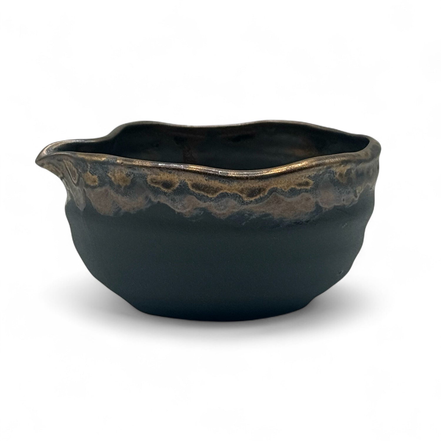 Kinkesshi Bronze Mino-yaki Kataguchi Chawan - Japanese Matcha Bowl