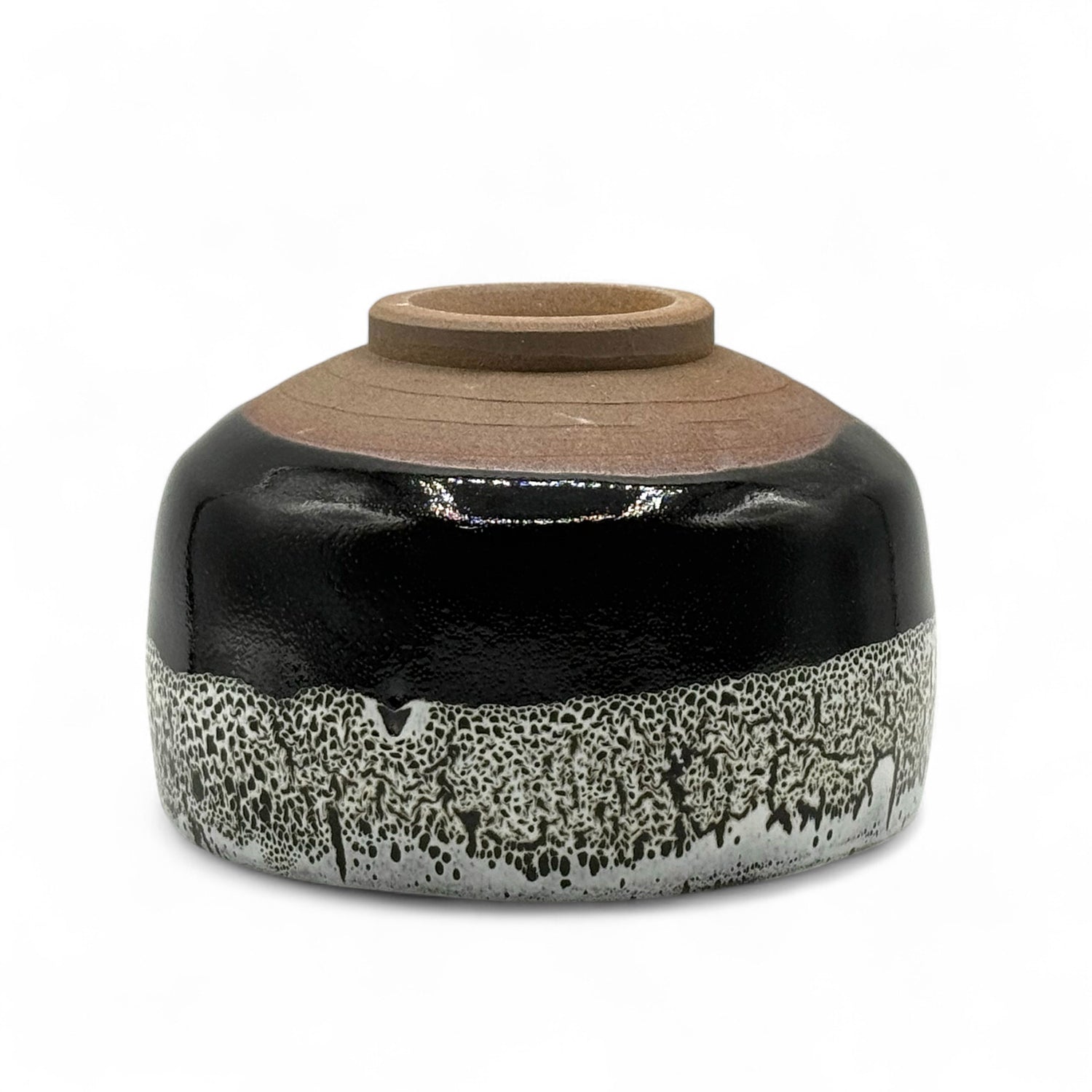 Tenmoku Shirasagashi Black Mino-yaki Chawan - Japanese Matcha Bowl
