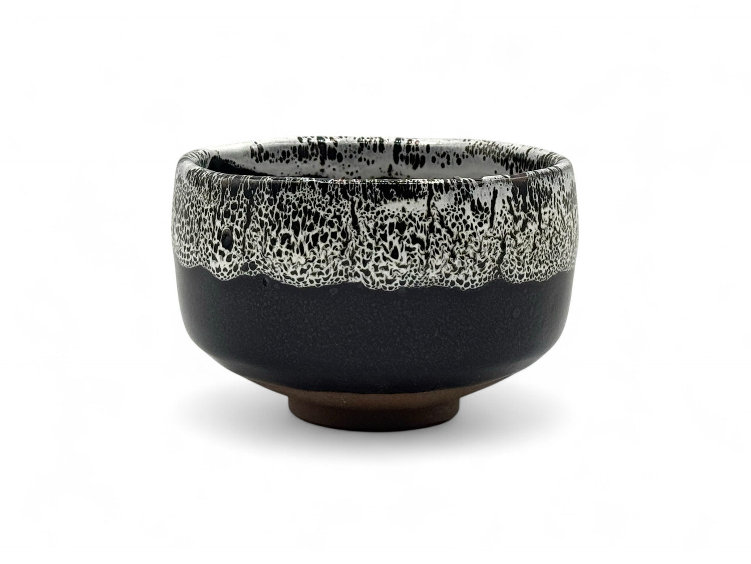 Tenmoku Shirasagashi Black Mino-yaki Chawan - Japanese Matcha Bowl
