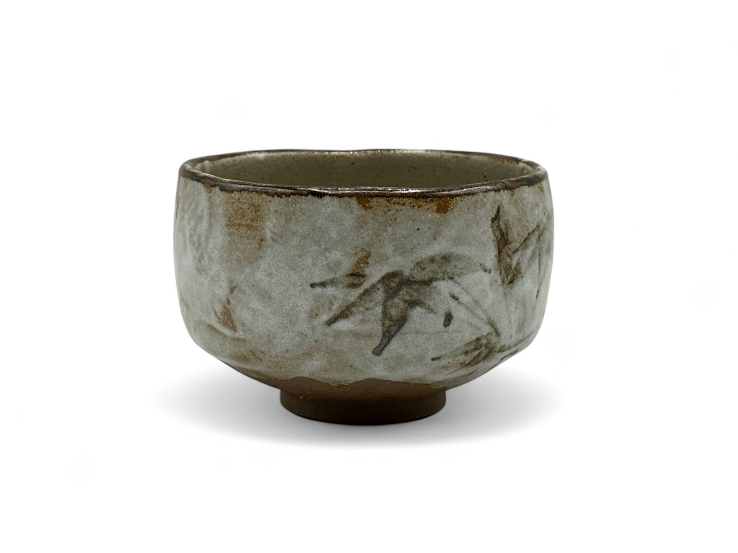 Yumuki Kinone Gray Mino-yaki Chawan - Japanese Matcha Bowl