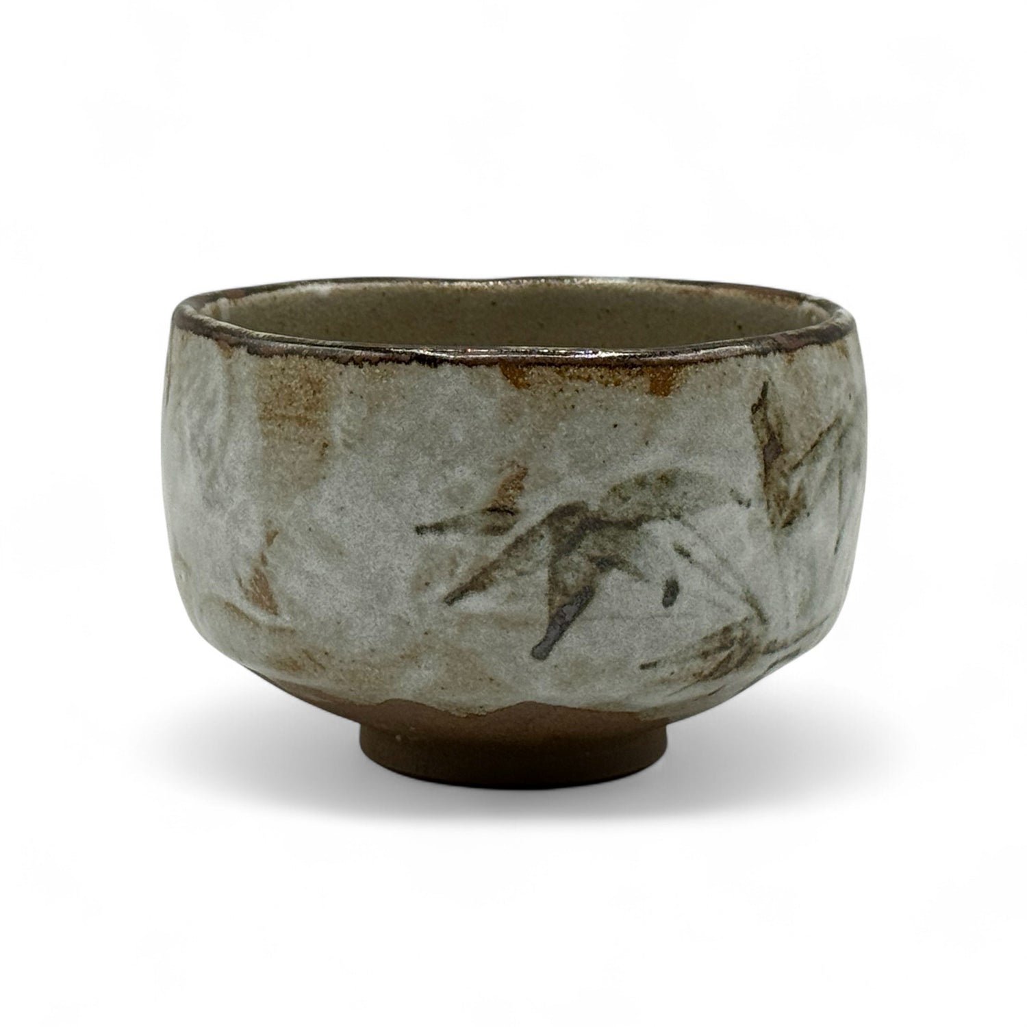 Yumuki Kinone Gray Mino-yaki Chawan - Japanese Matcha Bowl