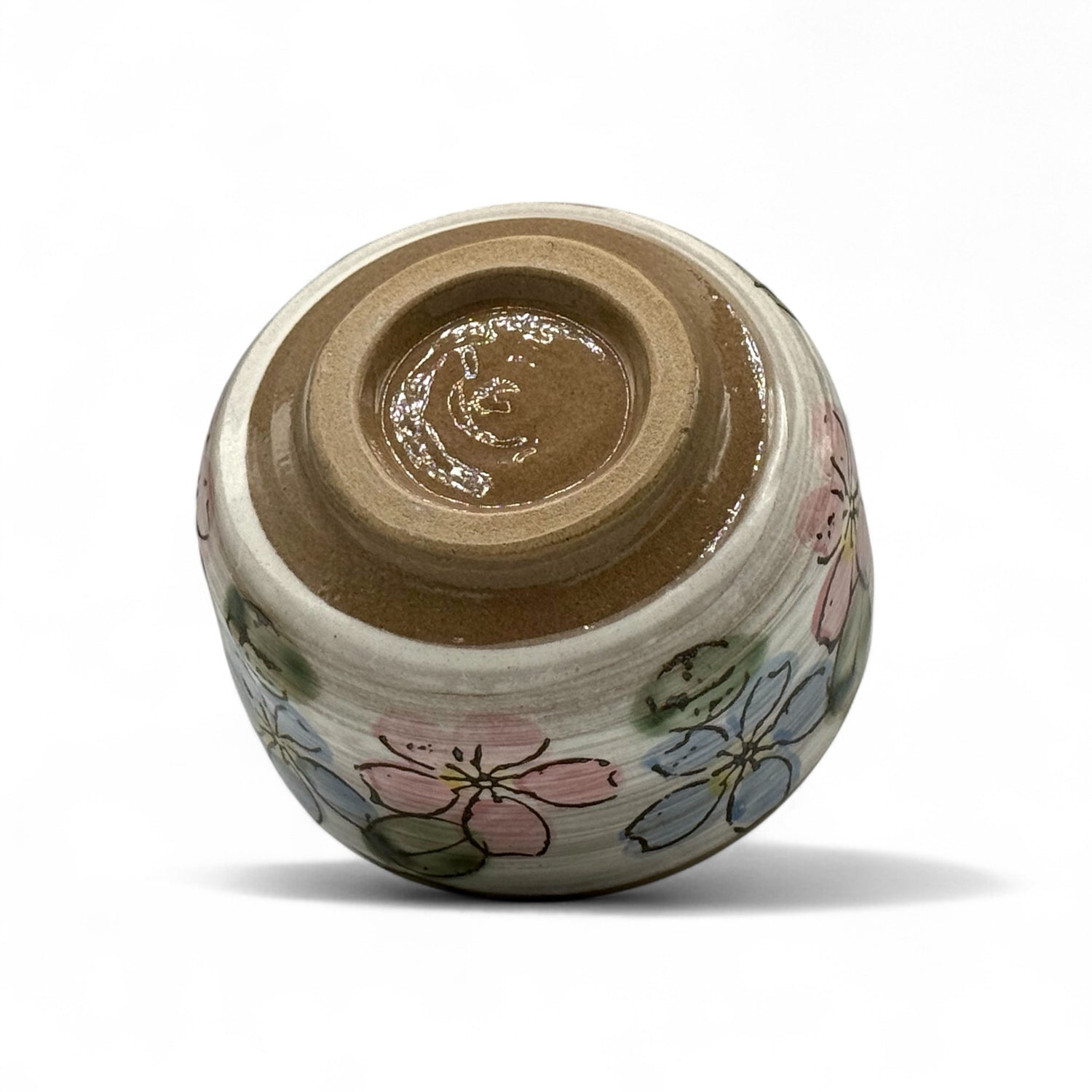 Cherry Blue Blossom Garden Mino-yaki Chawan - Japanese Matcha Bowl
