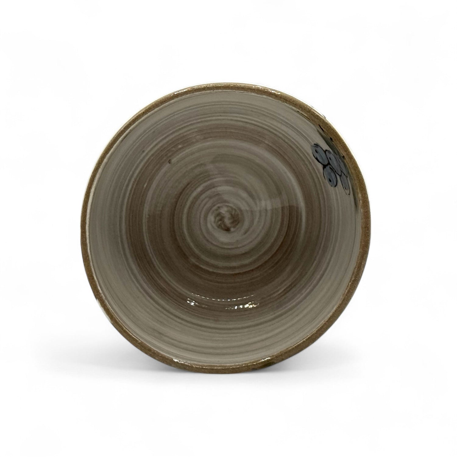 Grapevine Blue Garden Mino-yaki Chawan - Japanese Matcha Bowl