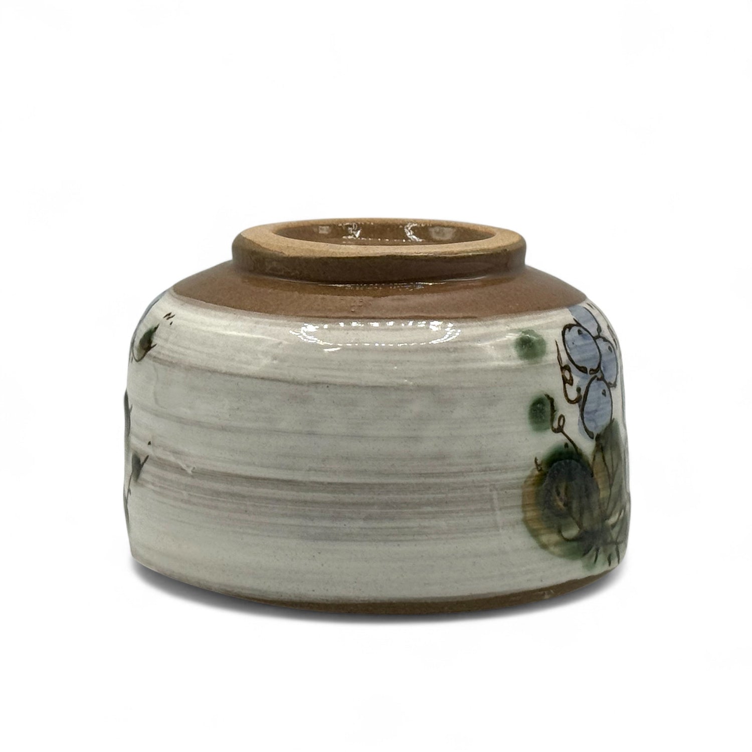 Grapevine Blue Garden Mino-yaki Chawan - Japanese Matcha Bowl