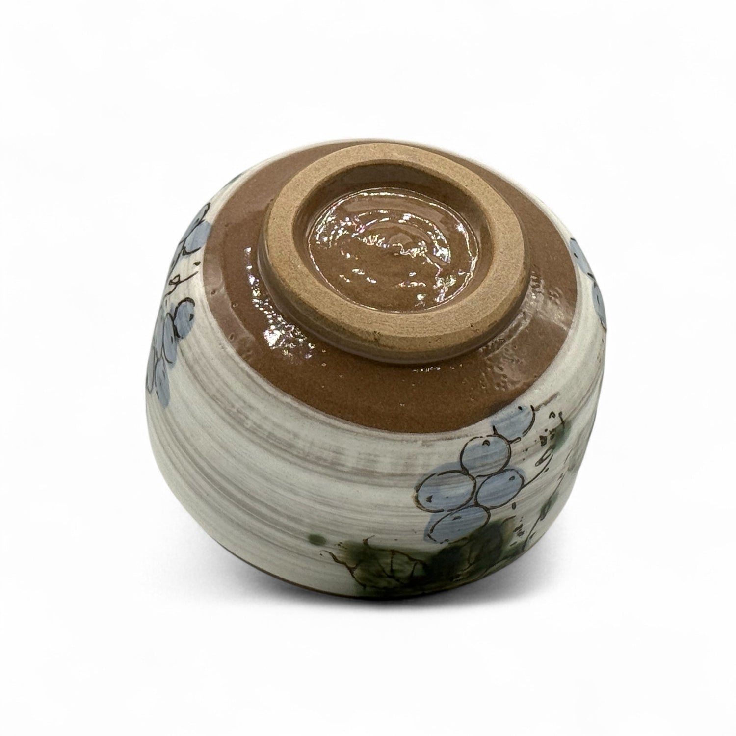 Grapevine Blue Garden Mino-yaki Chawan - Japanese Matcha Bowl