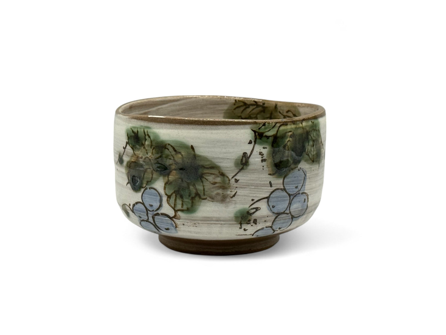 Grapevine Blue Garden Mino-yaki Chawan - Japanese Matcha Bowl