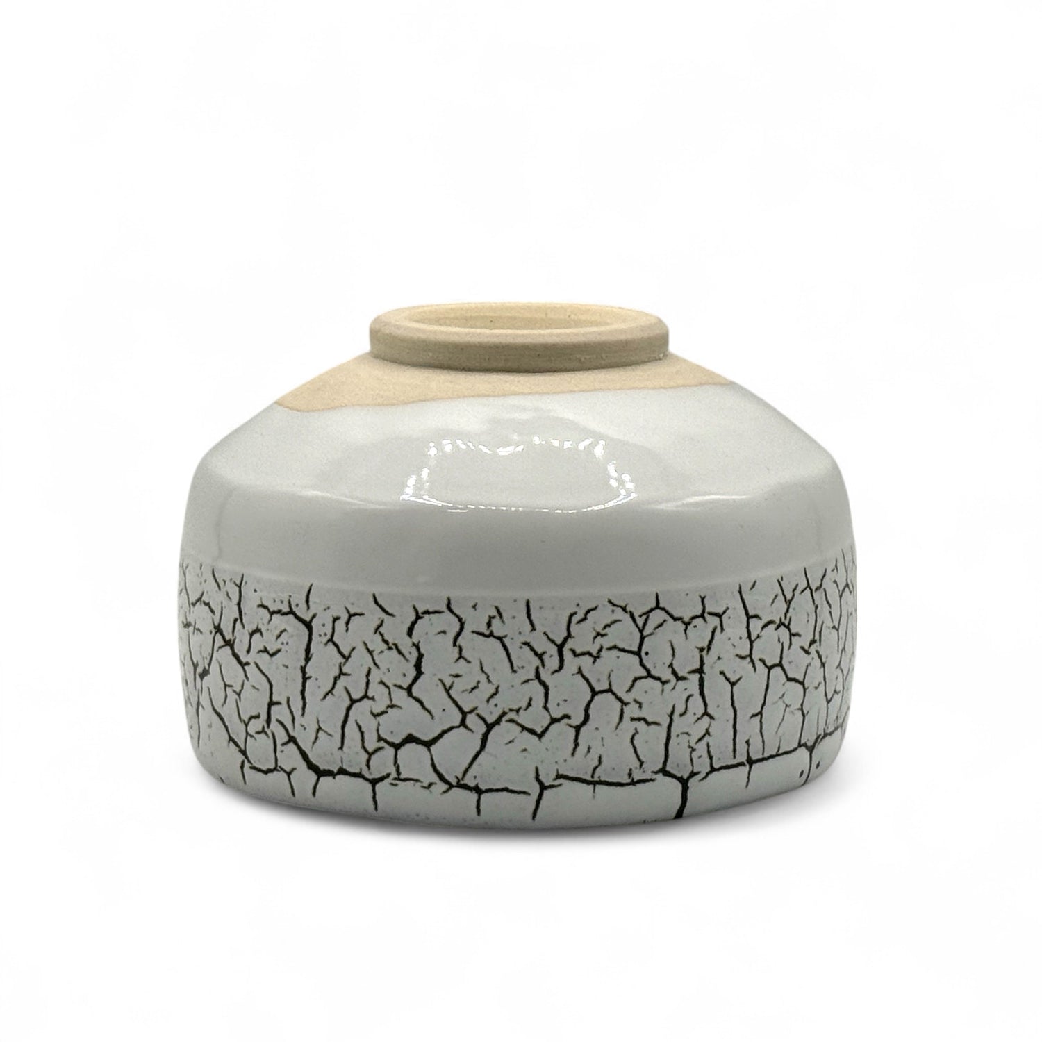 Tenmoku Shirasagashi White Mino-yaki Chawan - Japanese Matcha Bowl