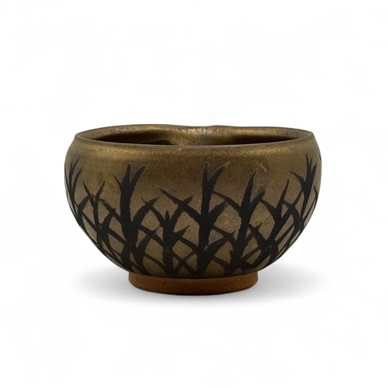 Kogane no Kusa Gold Mino-yaki Kataguchi Chawan by Masamura - Japanese Matcha Bowl