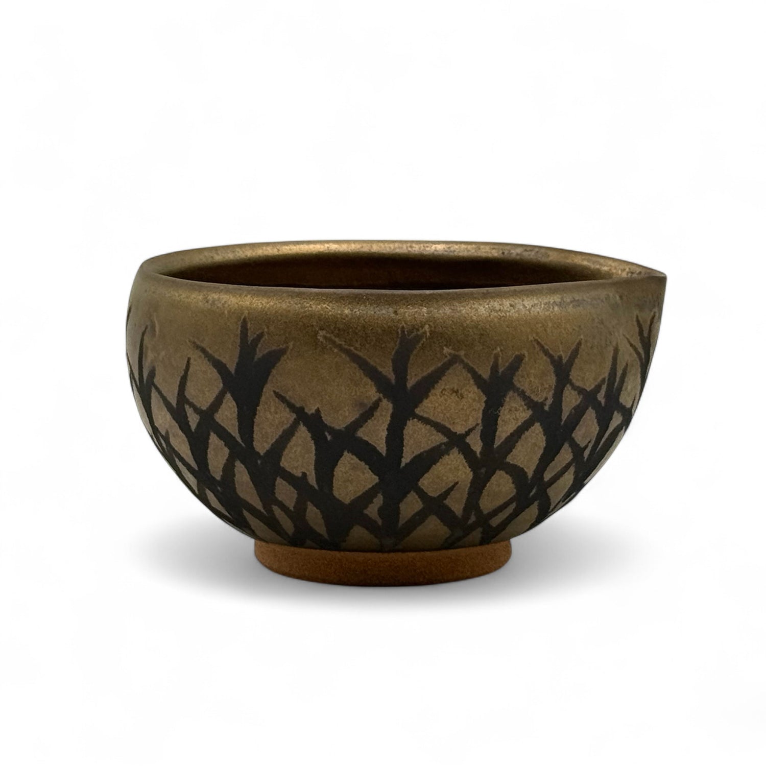 Kogane no Kusa Gold Mino-yaki Kataguchi Chawan by Masamura - Japanese Matcha Bowl