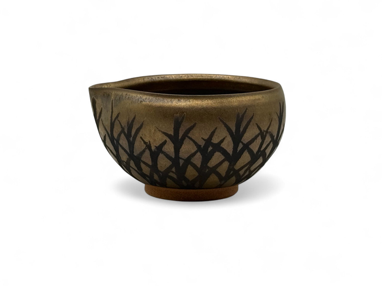 Kogane no Kusa Gold Mino-yaki Kataguchi Chawan by Masamura - Japanese Matcha Bowl