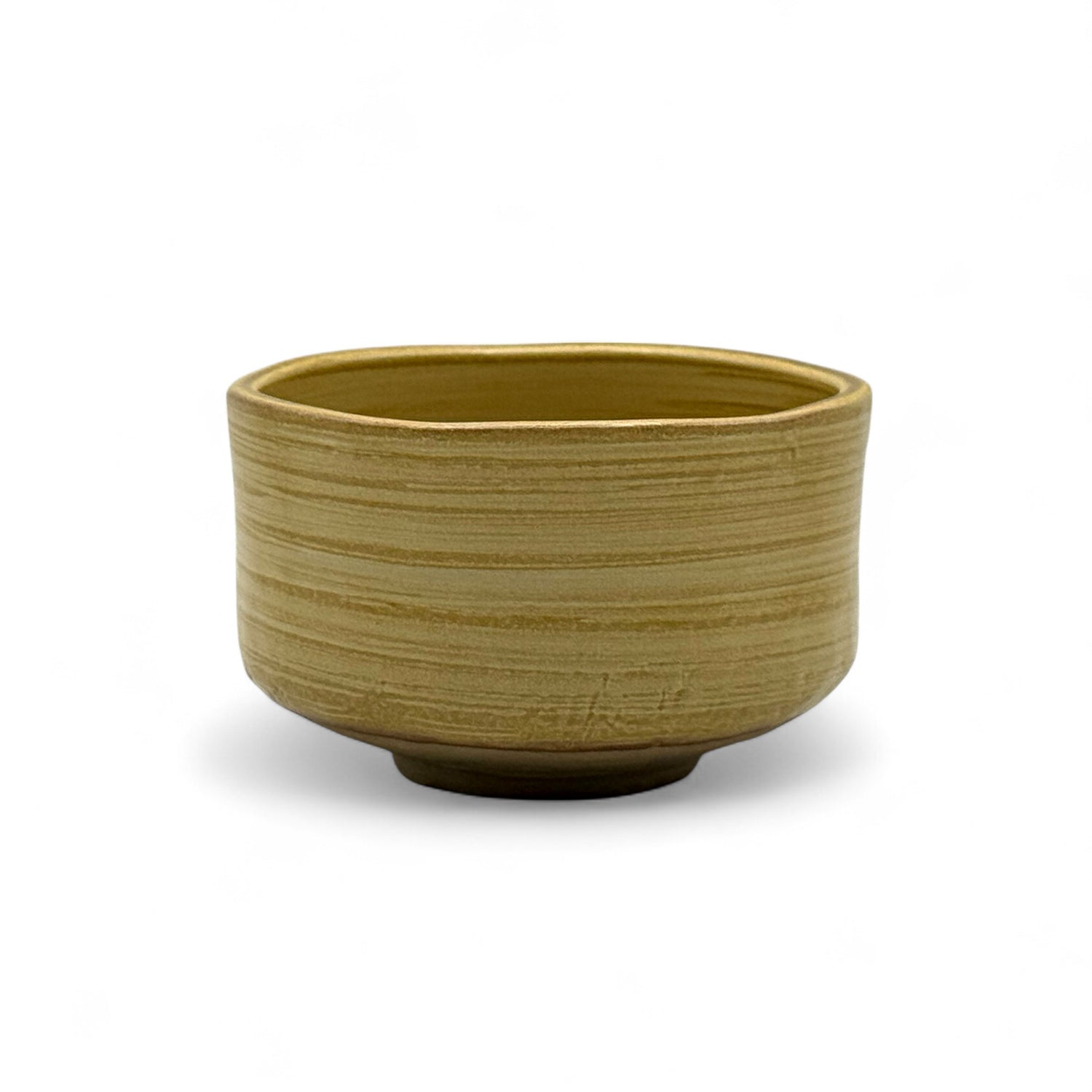 Kizeto Brush Yellow Mino-yaki Chawan - Japanese Matcha Bowl