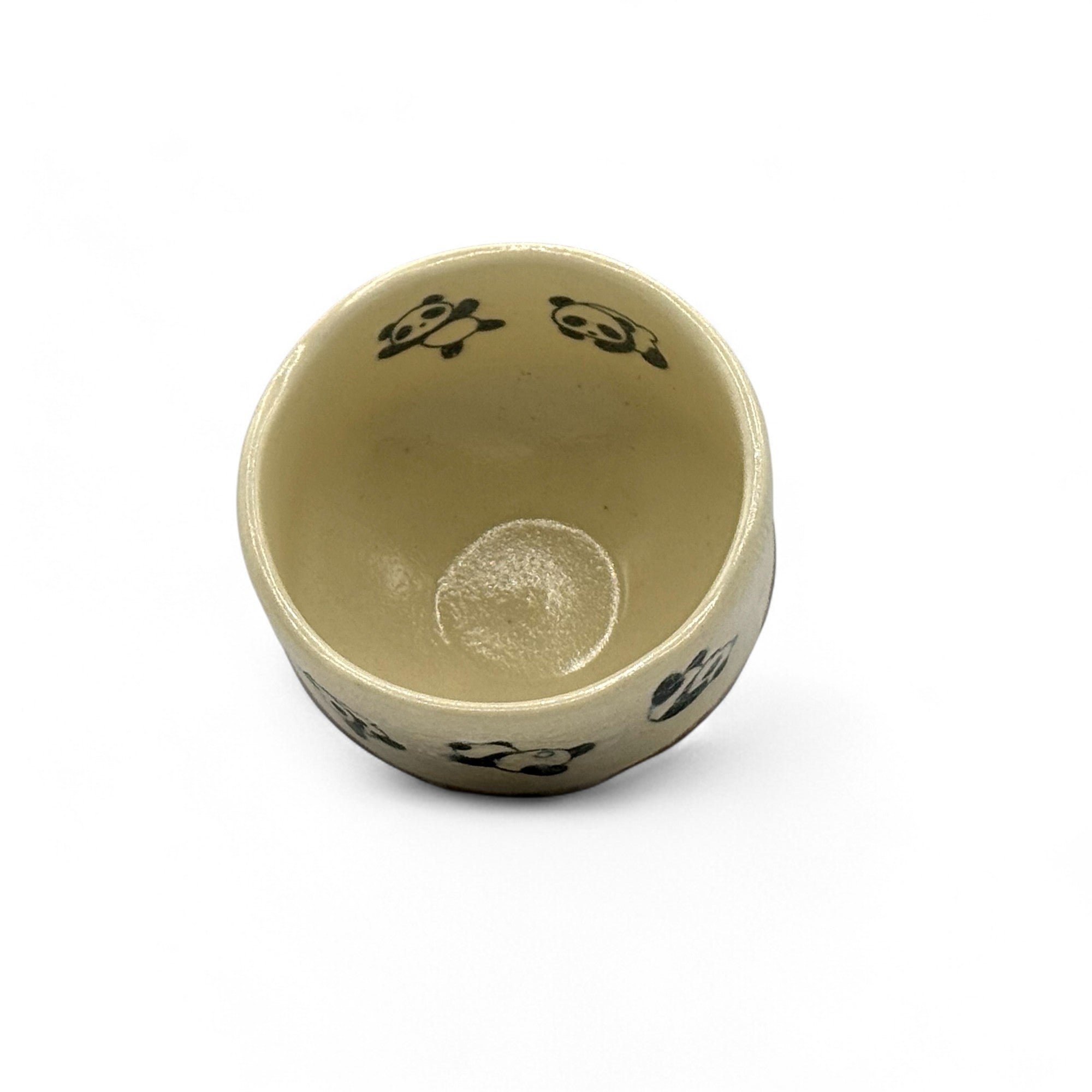 Panda Beige Mino-yaki Chawan - Japanese Mini Matcha Bowl