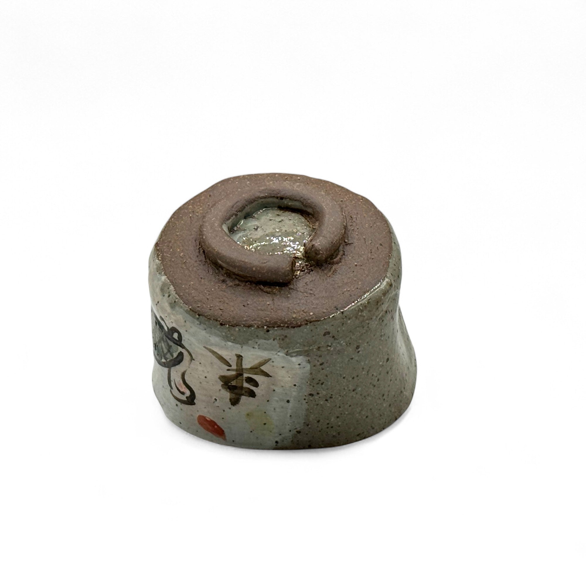 Kame Turtle Tedzukuri Gray Mino-yaki Chawan - Japanese Mini Matcha Bowl