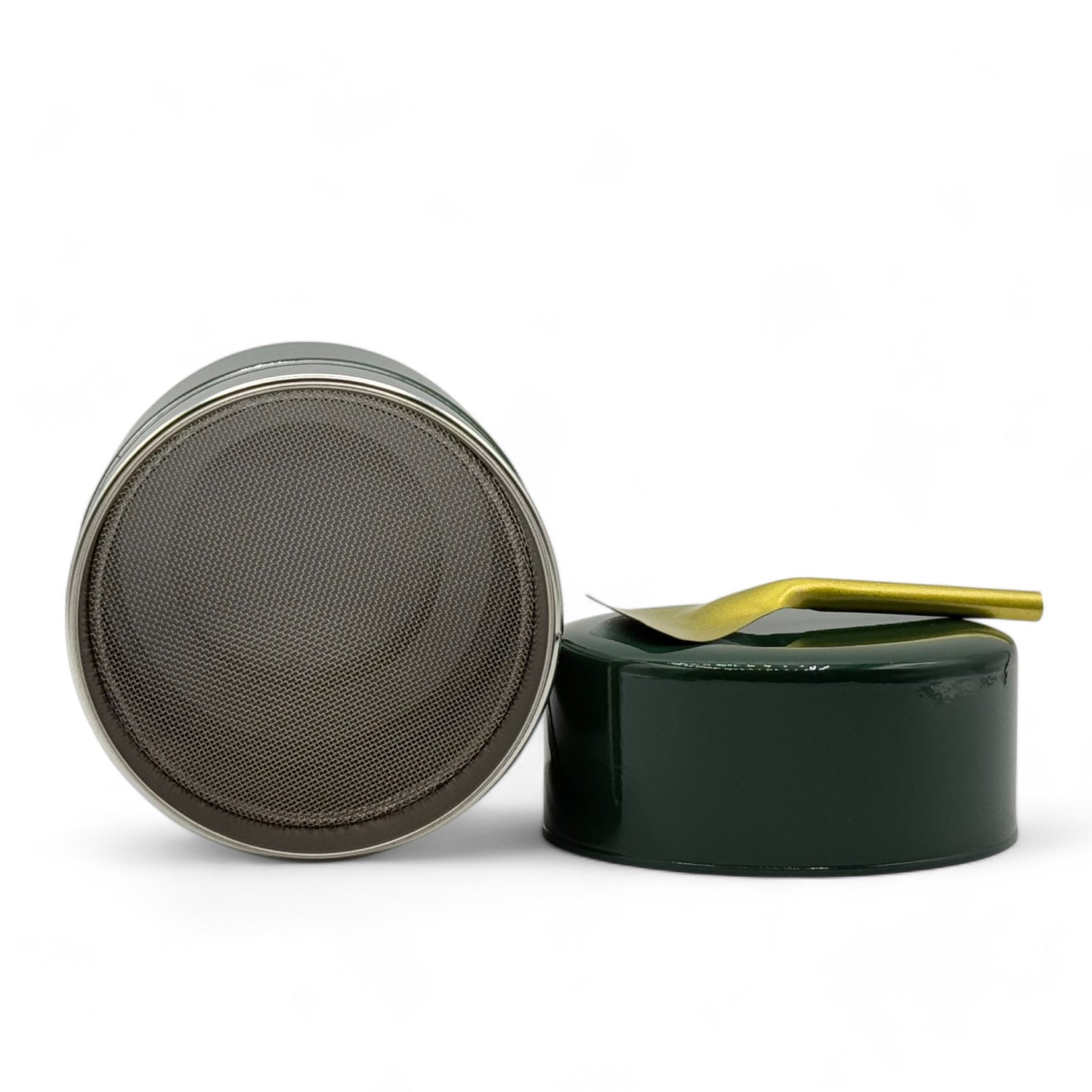 Green Matcha Tin Container With Mesh Sifter and Scoop - Japanese Matcha Canister