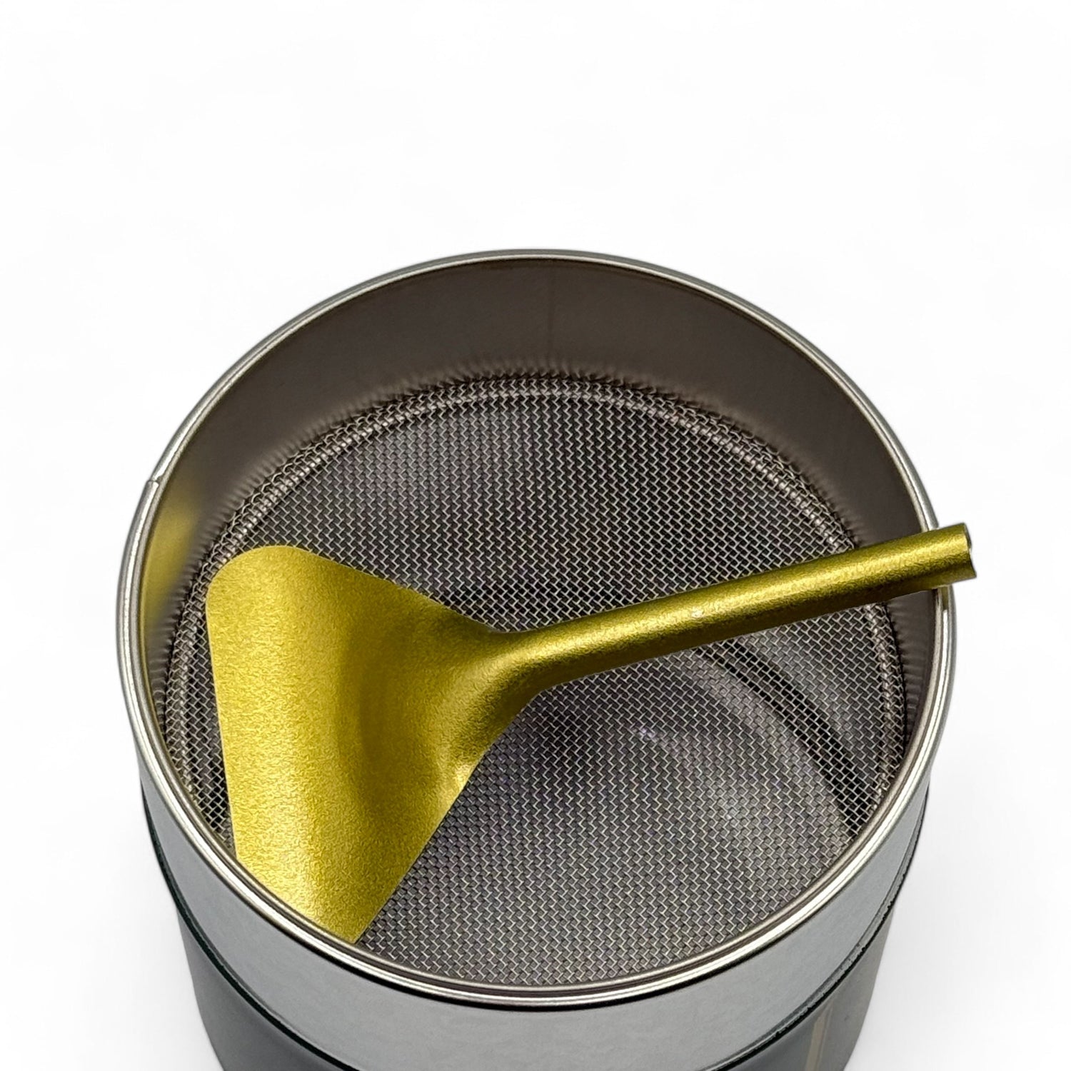 Green Matcha Tin Container With Mesh Sifter and Scoop - Japanese Matcha Canister