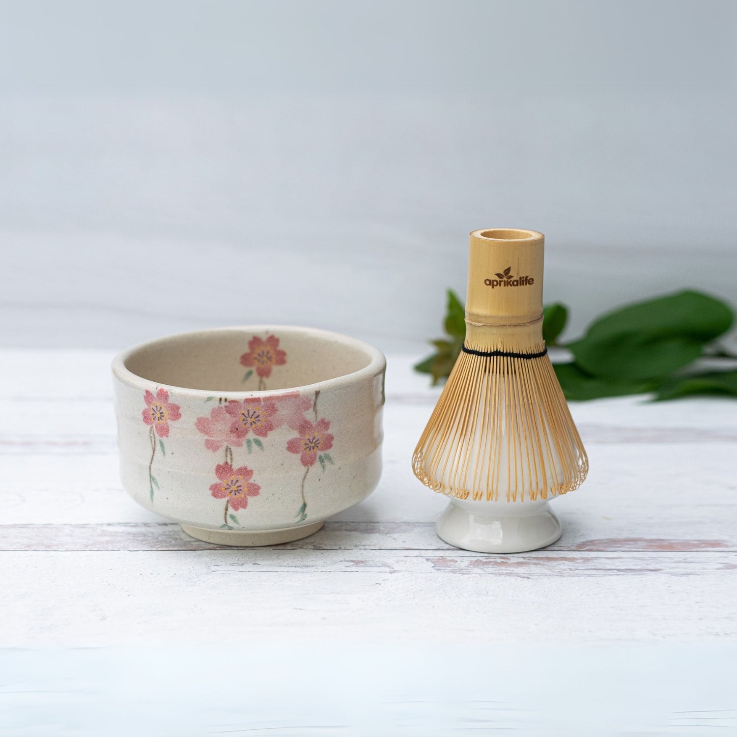 Pink Sakura Flowers Ceramic Matcha Bowl