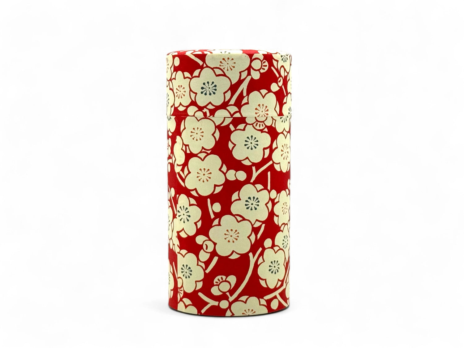Sakura Red Washi Paper Wrapped Tea Canister - Japanese Chazutsu