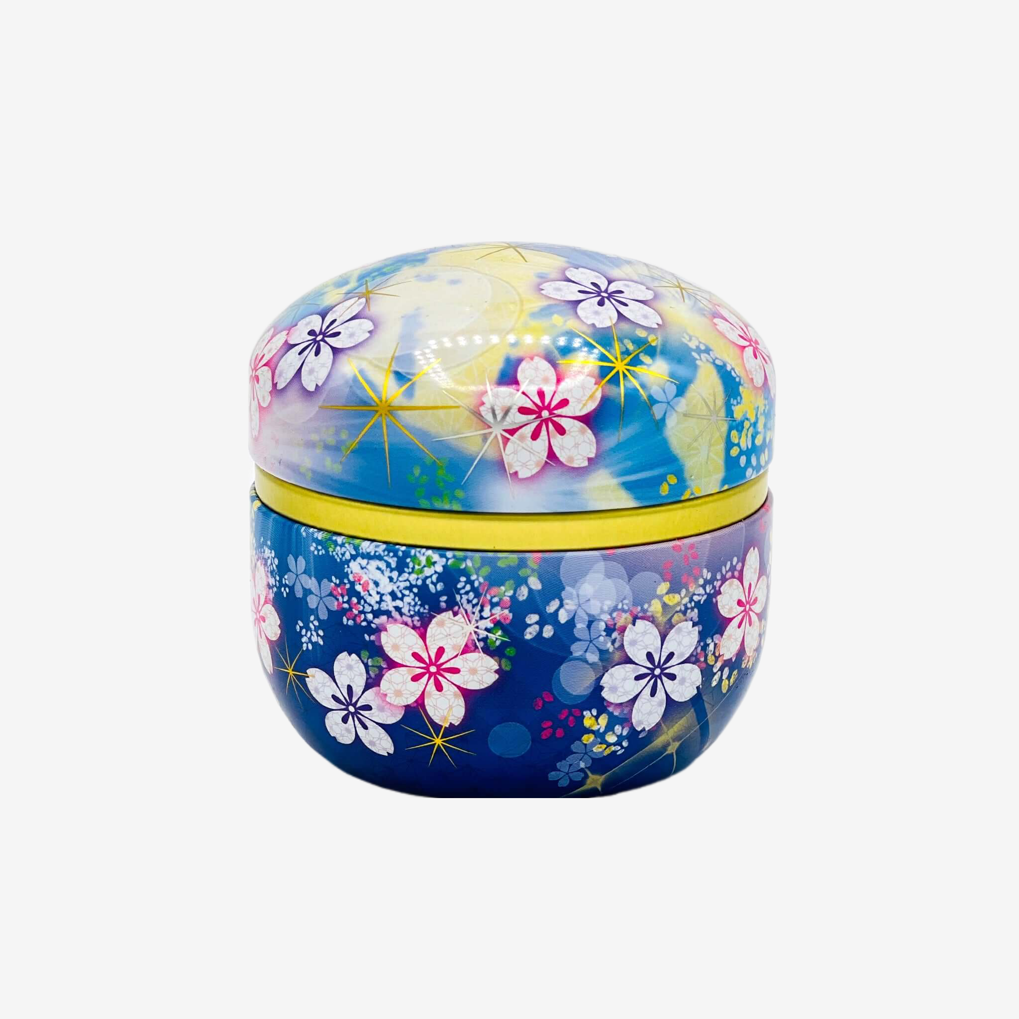 Winter Hana Blue Metal Tea Canister - Japanese Chazutsu Teaware Inoue Tea
