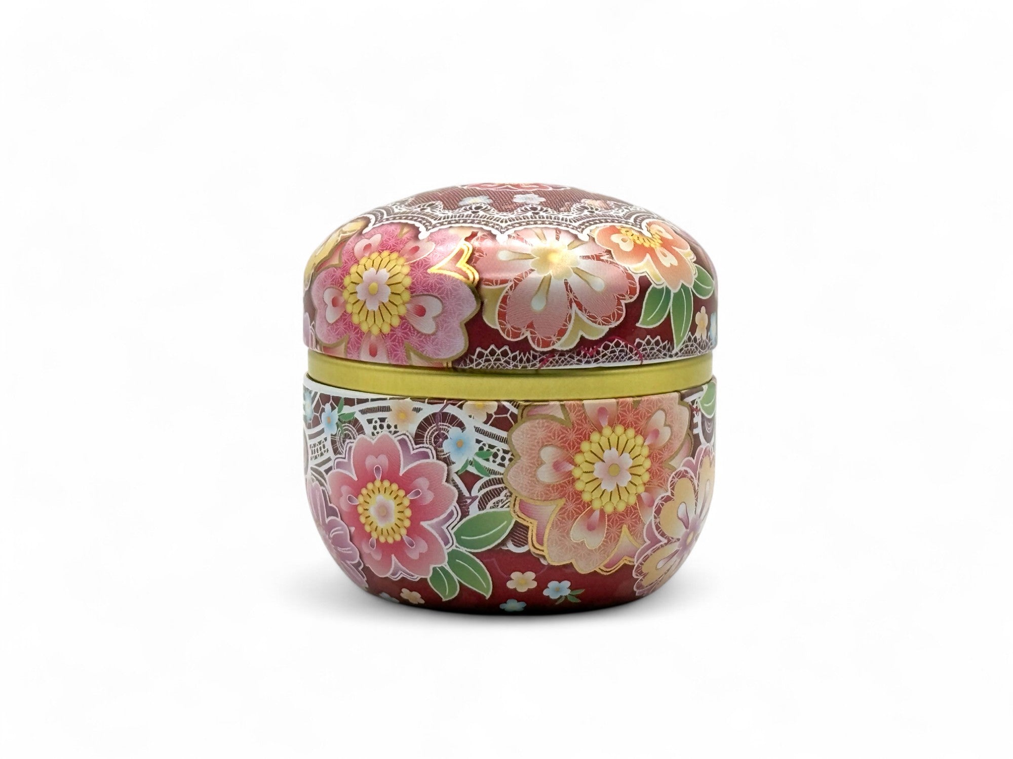 Autumn Hana Metal Tea Canister - Japanese Chazutsu