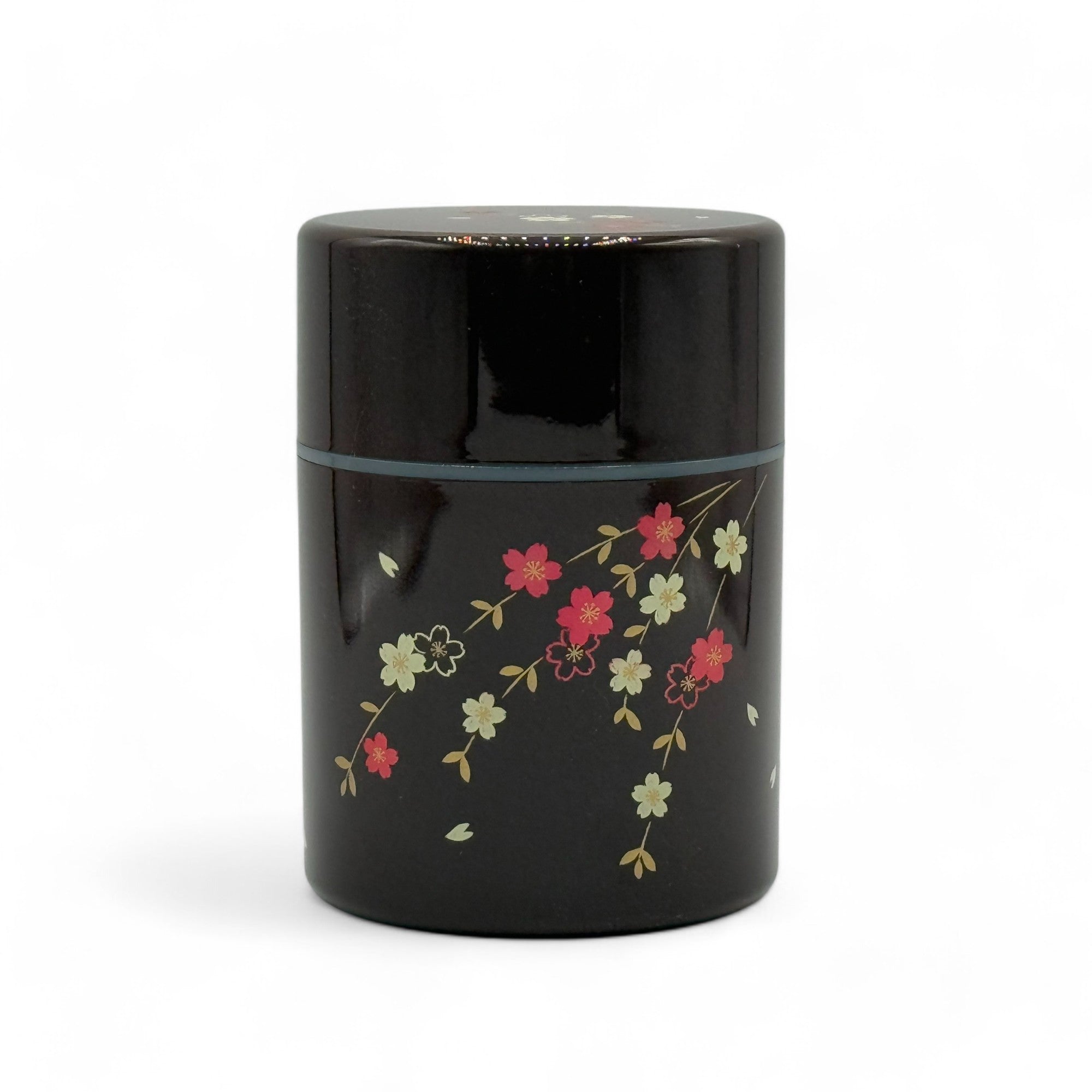 Tame  Flower Hana Brown Lacquered Resin Tea Canister - Japanese Chazutsu