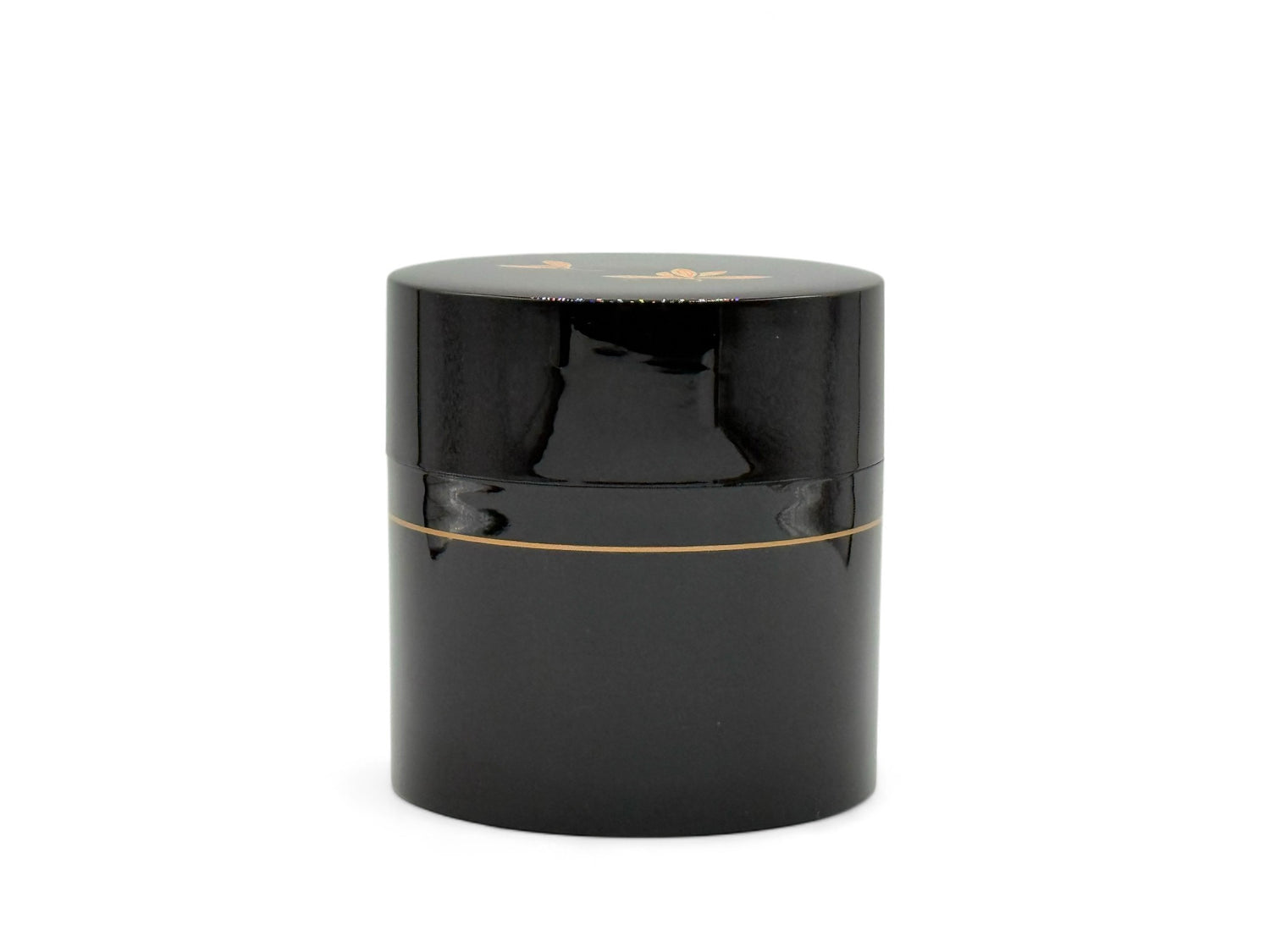 Tame Golden Leaf Brown Resin Lacquered Tea Canister - Japanese Chazutsu