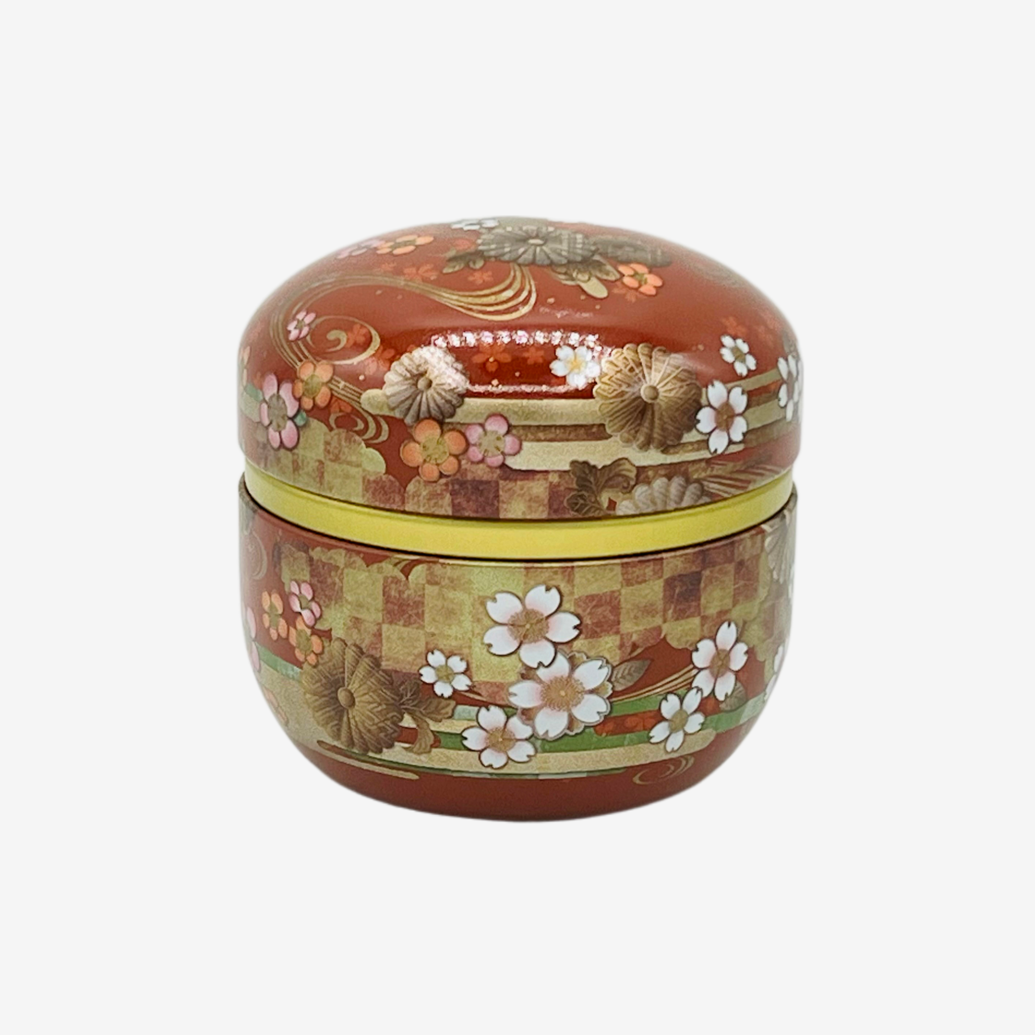Ito Burgundy Red Metal Tea Canister - Japanese Chazutsu
