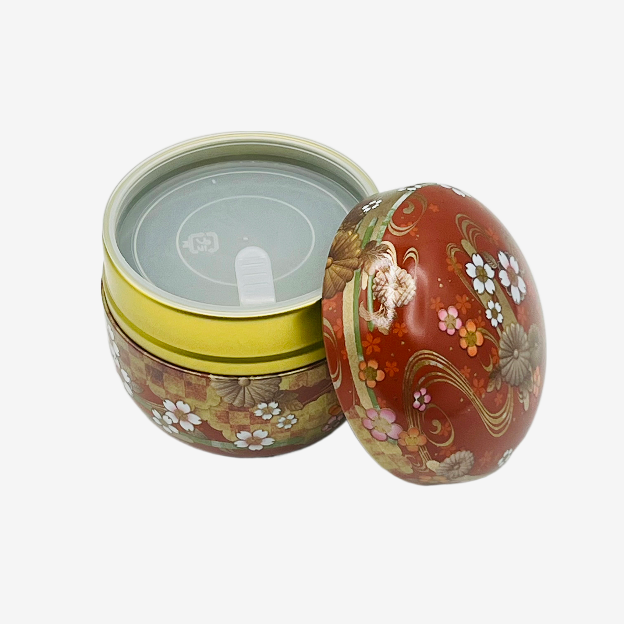 Ito Burgundy Red Metal Tea Canister - Japanese Chazutsu