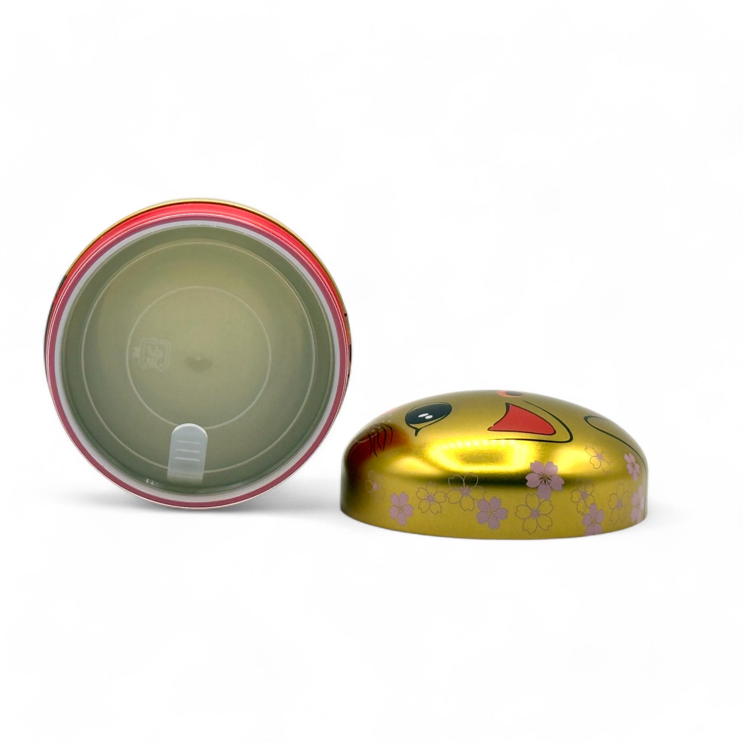 Maneki Neko Cat Gold Metal Tea Canister - Japanese Chazutsu