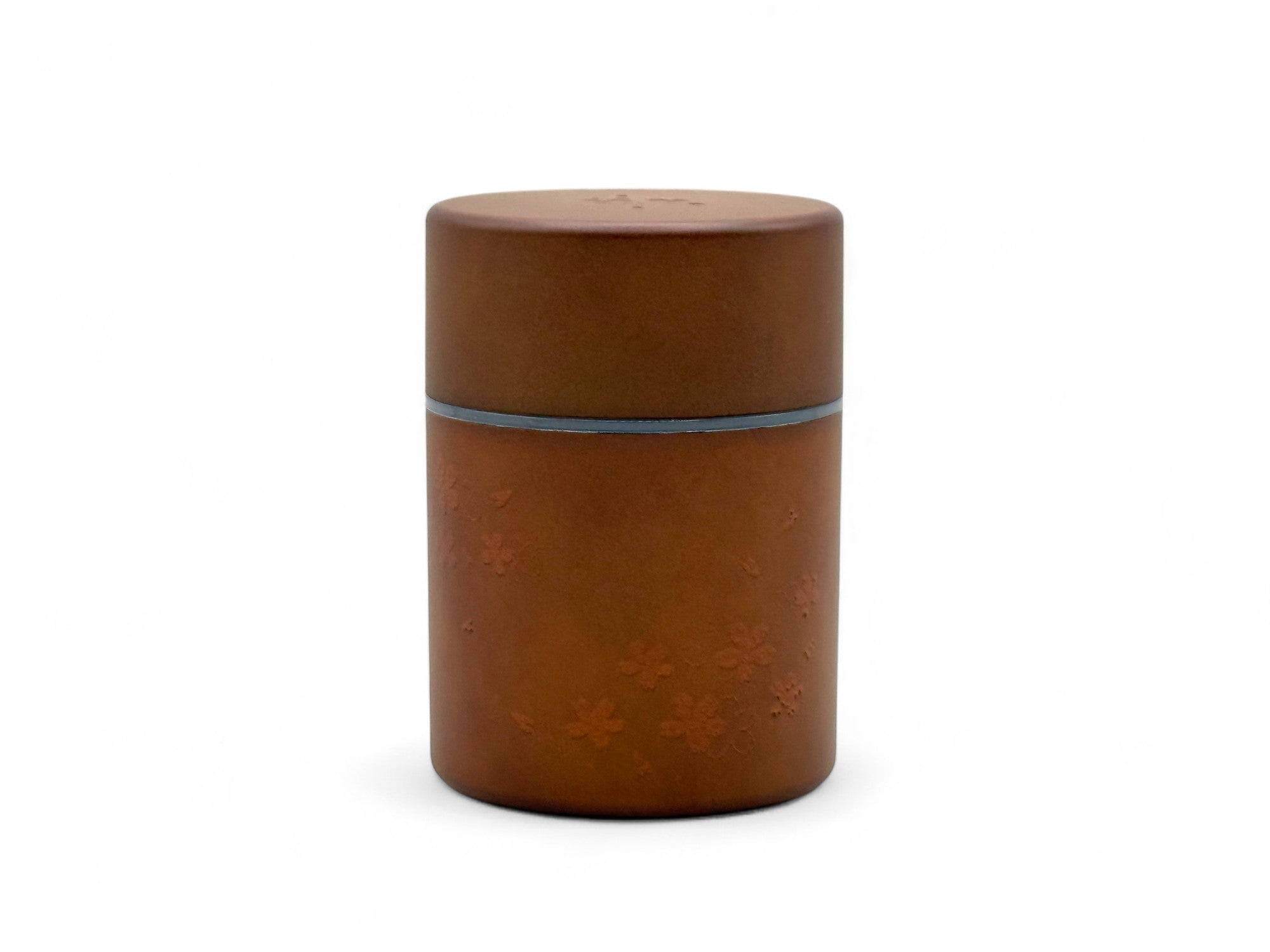 Sakura Brown Polished Grain Resin Tea Canister by Miyamoto Sangyo - Japanese Chazutsu